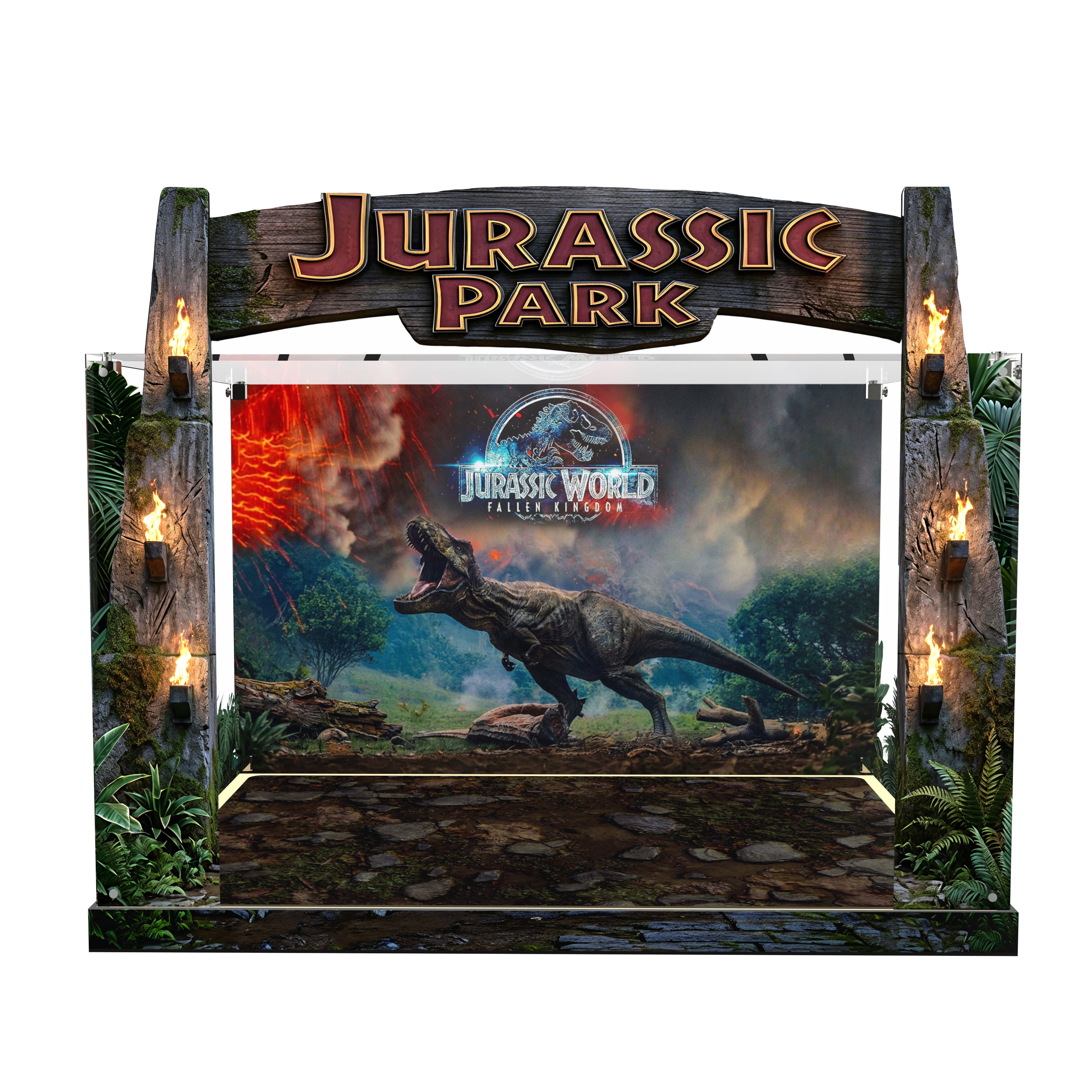 LED Light Acrylic Display Case for LEGO® Jurassic World™ 77984 Jurassic Park Jeep® Wrangler (LEGO® Set NOT Include)
