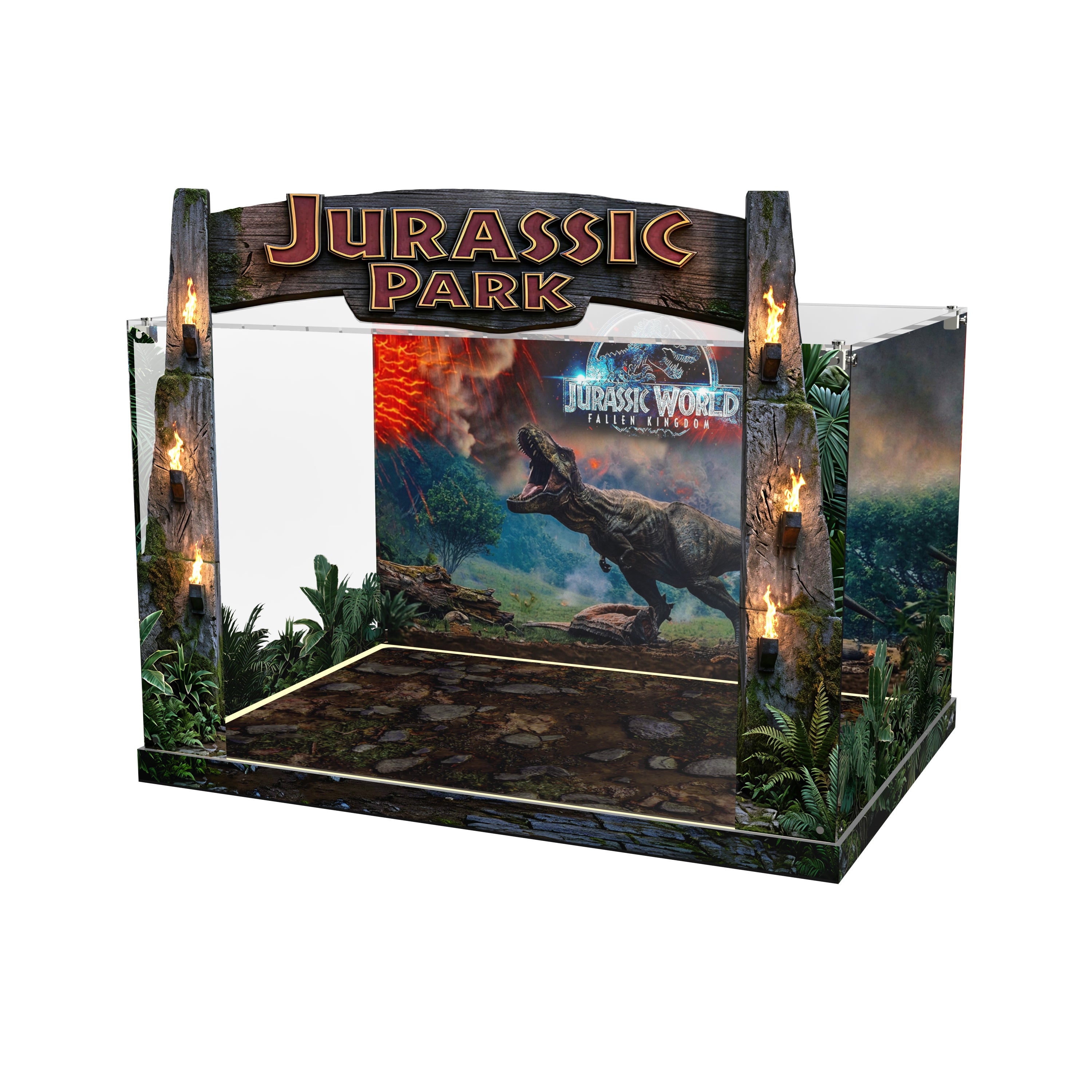 LED Light Acrylic Display Case for LEGO® Jurassic World™ 77984 Jurassic Park Jeep® Wrangler (LEGO® Set NOT Include)