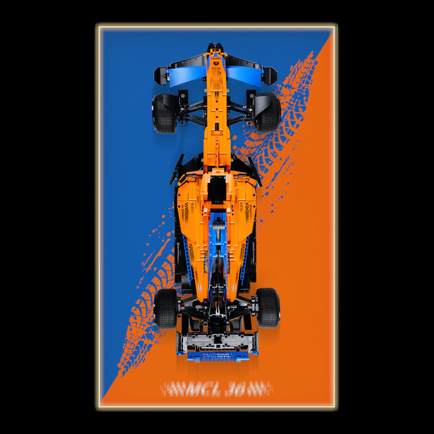 LED-beleuchtete Acryl-Wandhalterung für LEGO® 42141 Technic McLaren Formel1 2022 Nachbau F1-Rennwagen (LEGO-Set nicht enthalten)
