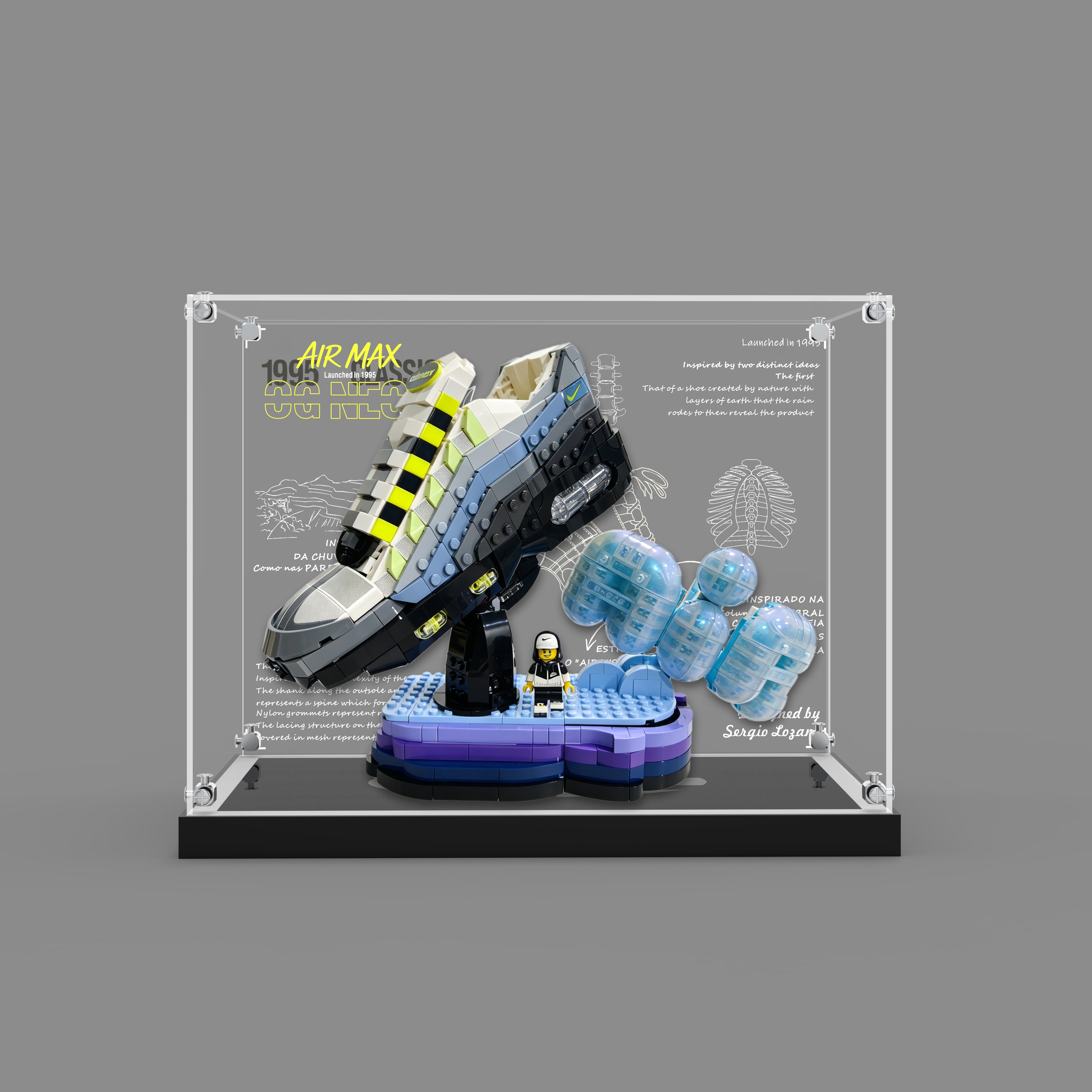 LED Light Acrylic Display Case for LEGO® Nike 43025 Nike Air Max 95 (LEGO® Set NOT Include)