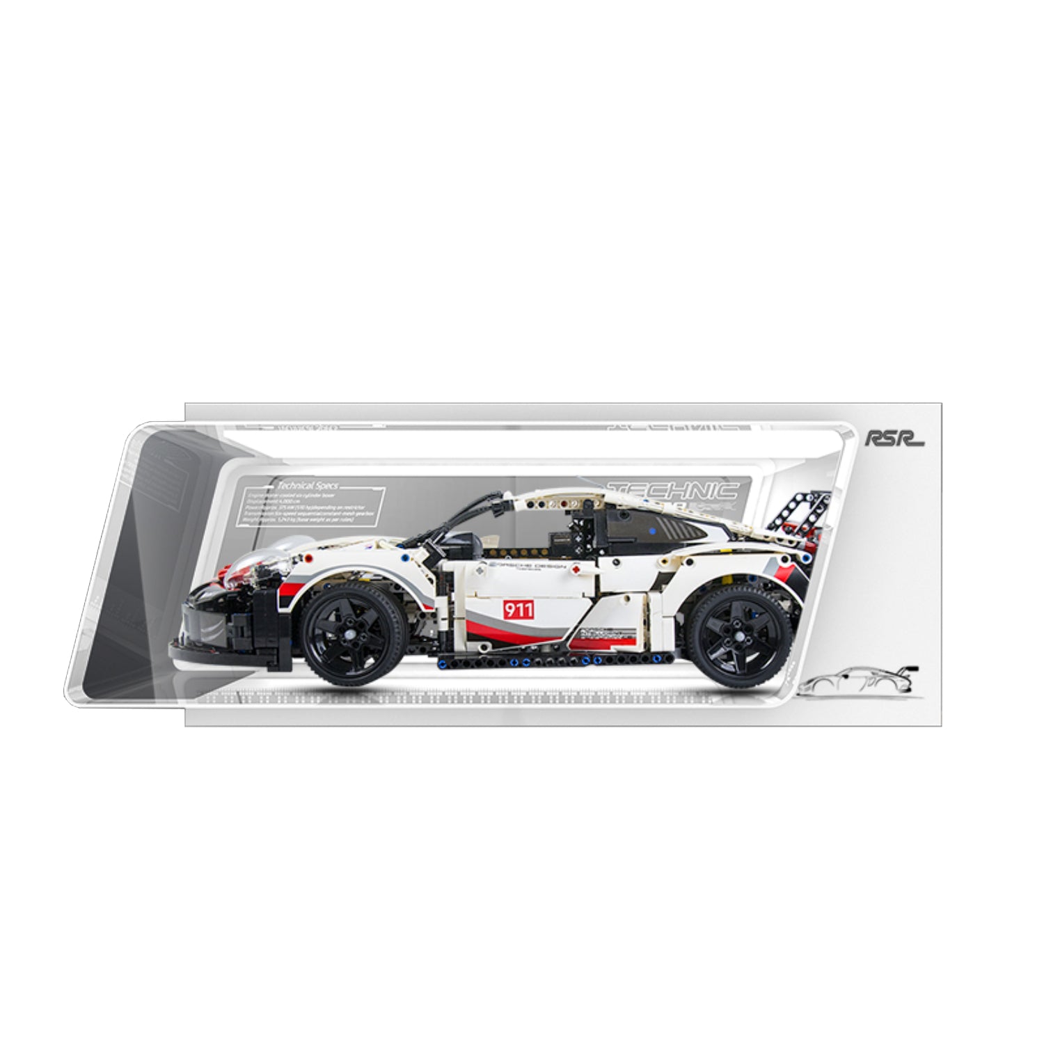 Crazy Designer Collection - LED Acrylic Display Case for LEGO® Technic 42096 Porsche 911 RSR (Lego Set Not Included)