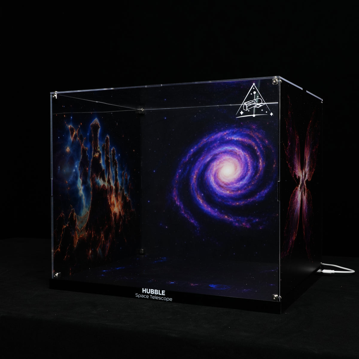 LED Light Acrylic Display Case for LEGO® Icons 11382 Hubble Space Telescope (LEGO® Set Not Included).