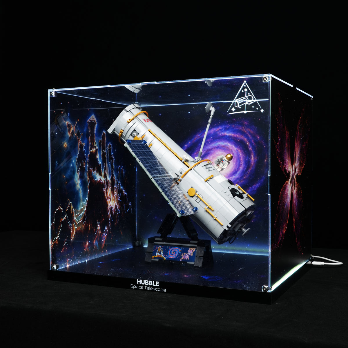 LED Light Acrylic Display Case for LEGO® Icons 11382 Hubble Space Telescope (LEGO® Set Not Included).