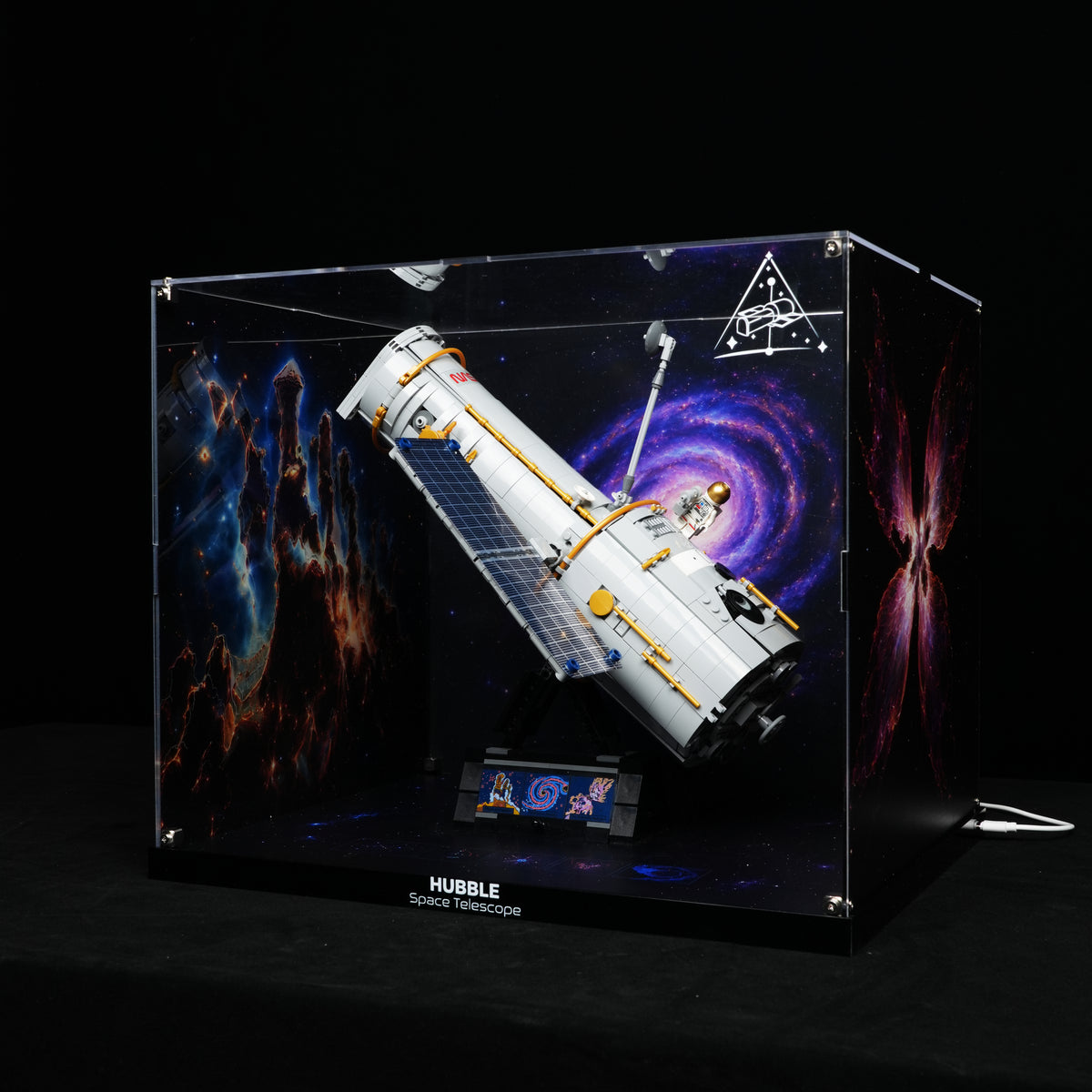 LED Light Acrylic Display Case for LEGO® Icons 11382 Hubble Space Telescope (LEGO® Set Not Included).