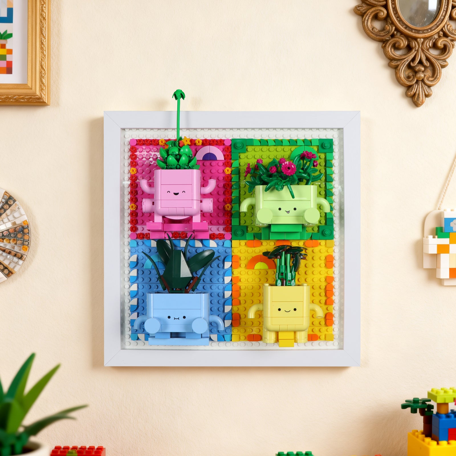 Display Wall Mount for LEGO® Botanicals 10349 & 11506 Happy Plants & Rocking Plants (LEGO® Set NOT Include)