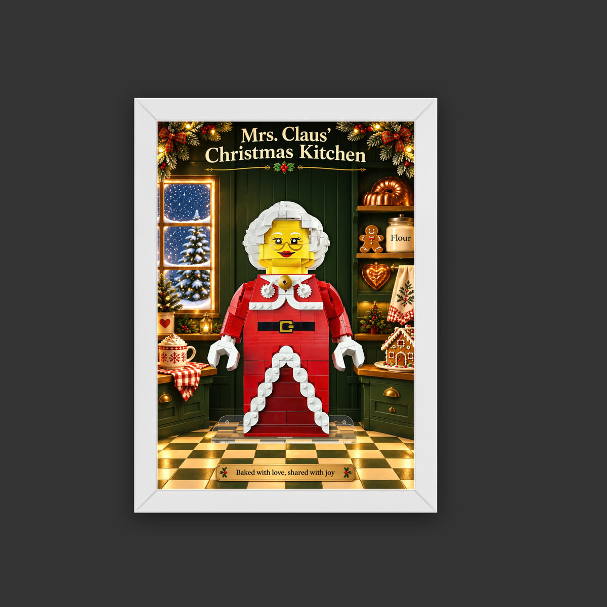 LED Light Display Wall Mount for LEGO® 40874 Santa's Holiday Countdown or 40875 Up-Scaled Mrs. Claus Minifigure(LEGO® Set NOT Included)