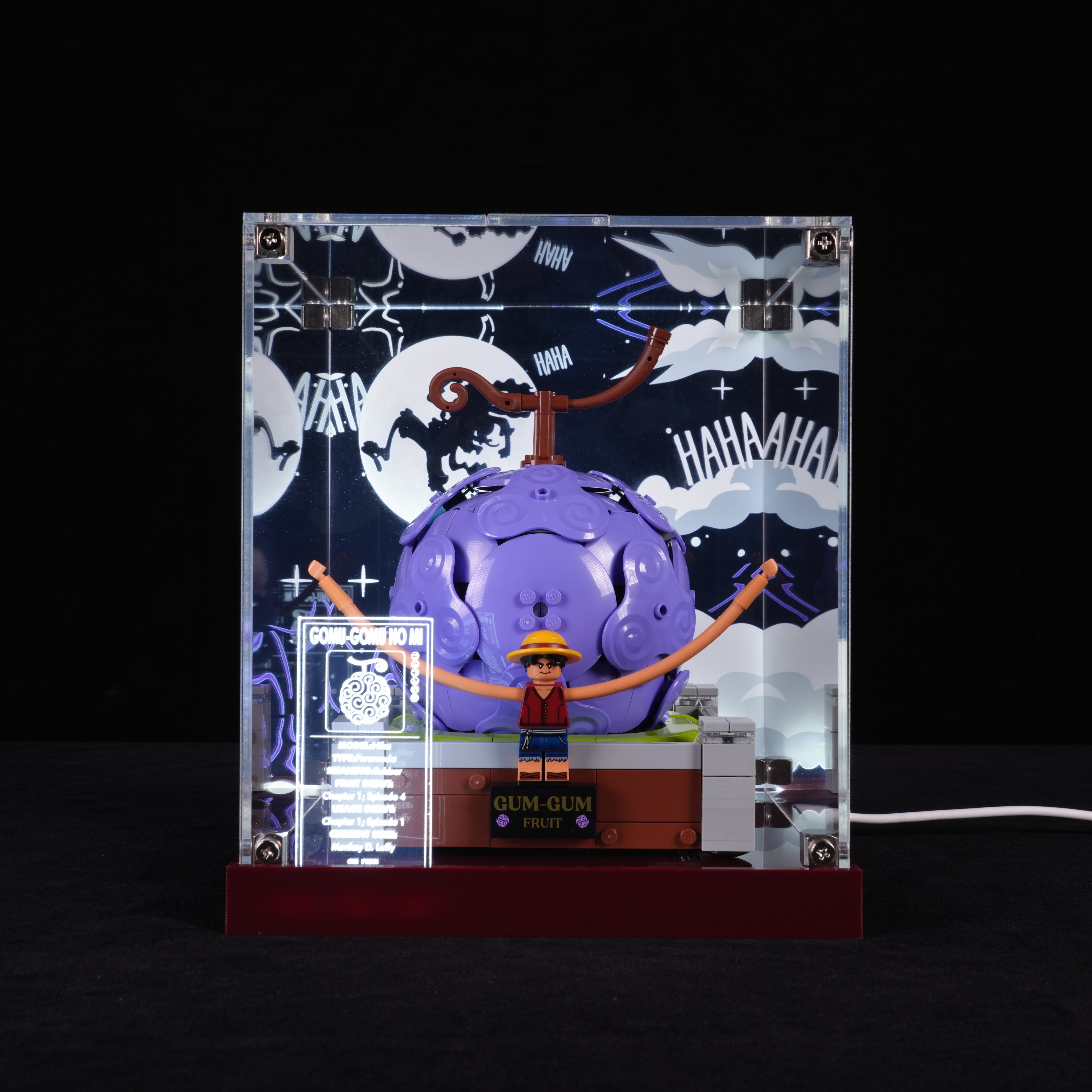 LED Light Acrylic Display Case for LEGO® One Piece 75647 Gum-Gum Fruit (LEGO® Set NOT Include)