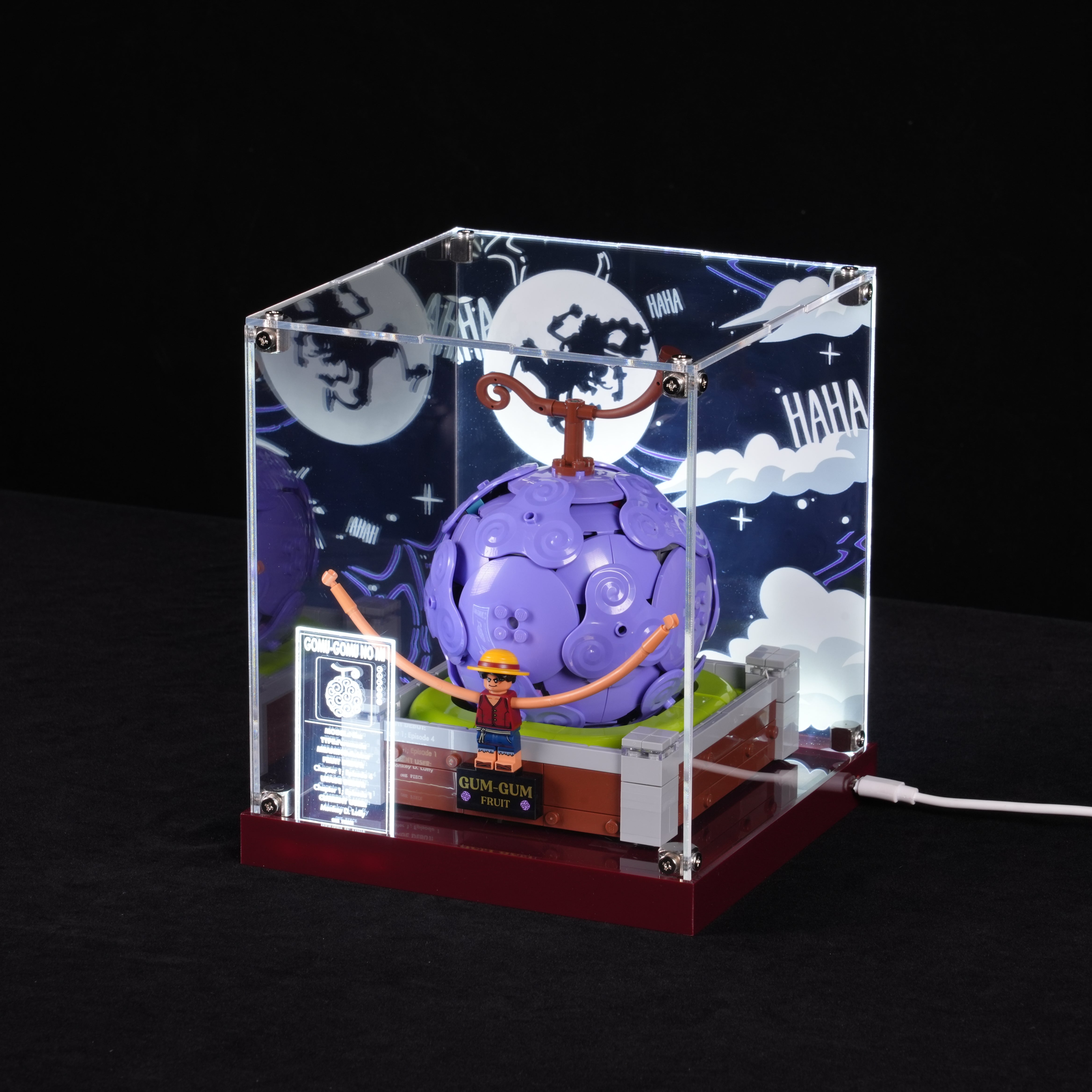 LED Light Acrylic Display Case for LEGO® One Piece 75647 Gum-Gum Fruit (LEGO® Set NOT Include)