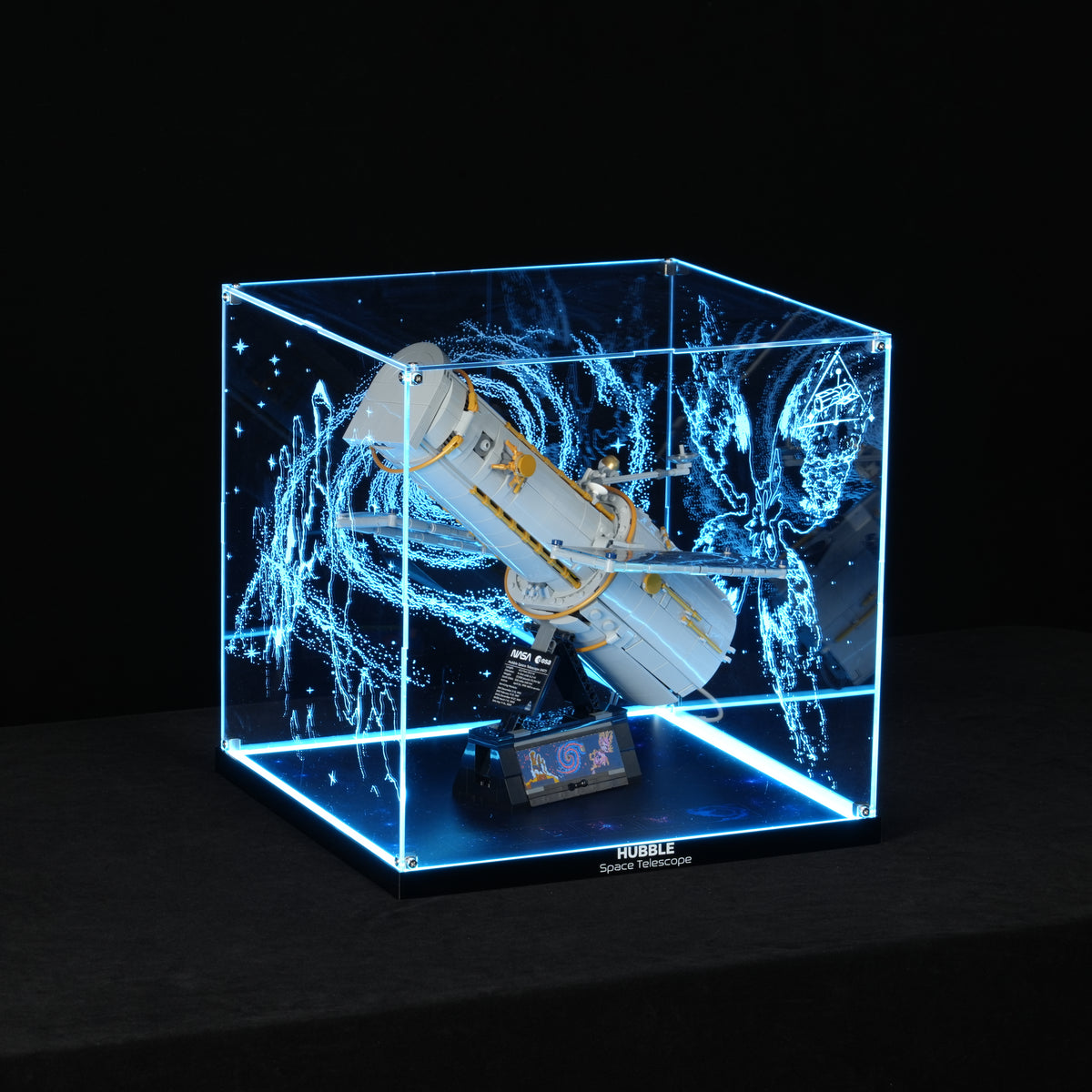 LED Light Acrylic Display Case for LEGO® Icons 11382 Hubble Space Telescope (LEGO® Set Not Included).