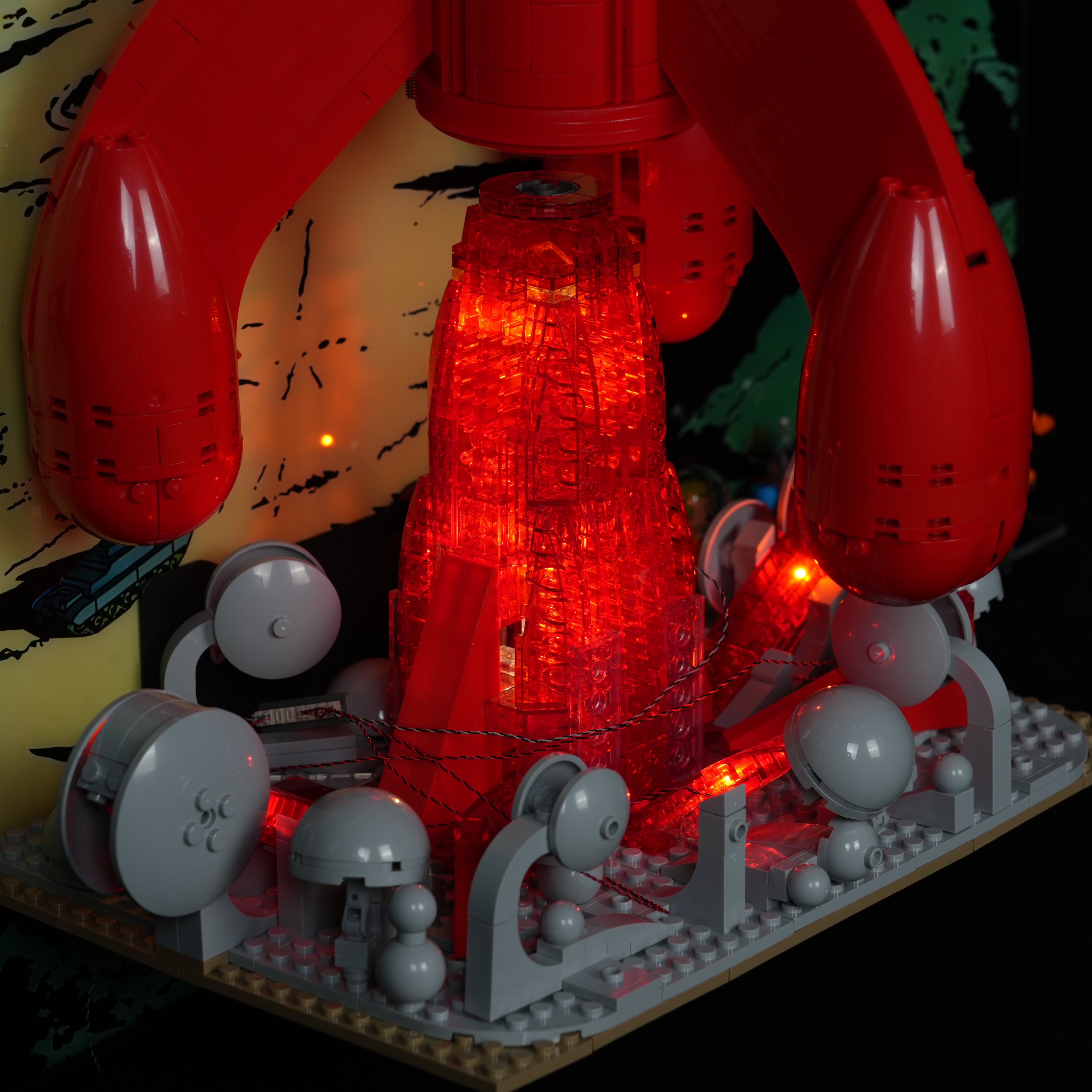 Acrylic Display Wall Mount with Brick Base For LEGO® Ideas 21367 Tintin® Moon Rocket (LEGO® Set NOT Include)