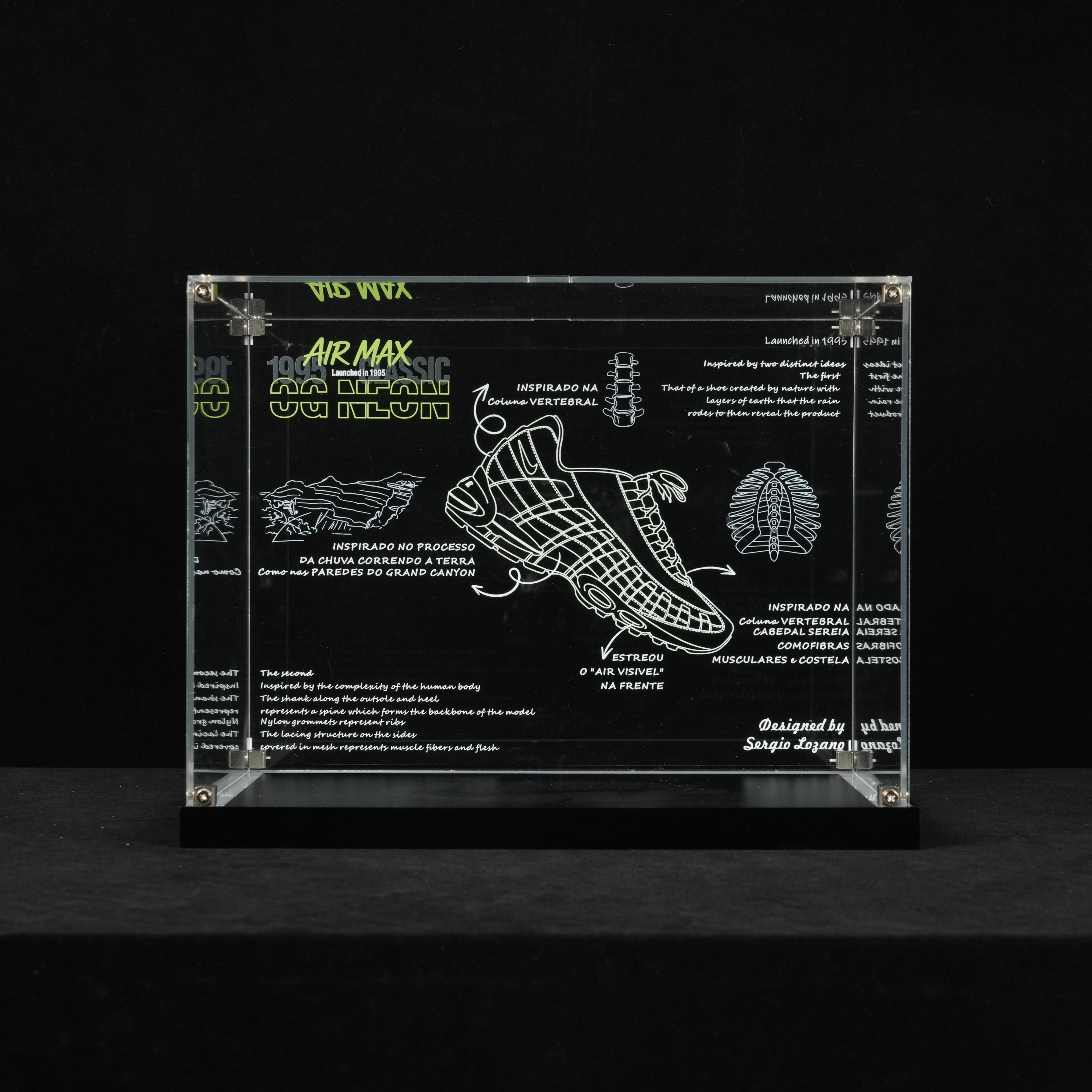 LED Light Acrylic Display Case for LEGO® Nike 43025 Nike Air Max 95 (LEGO® Set NOT Include)