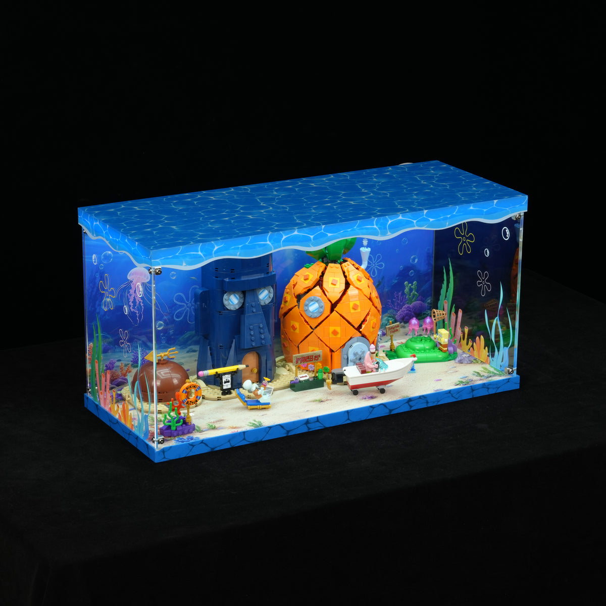 LED Light Acrylic Display Case for LEGO® Icons 11386 SpongeBob SquarePants: Bikini Bottom (LEGO® Set Not Included).