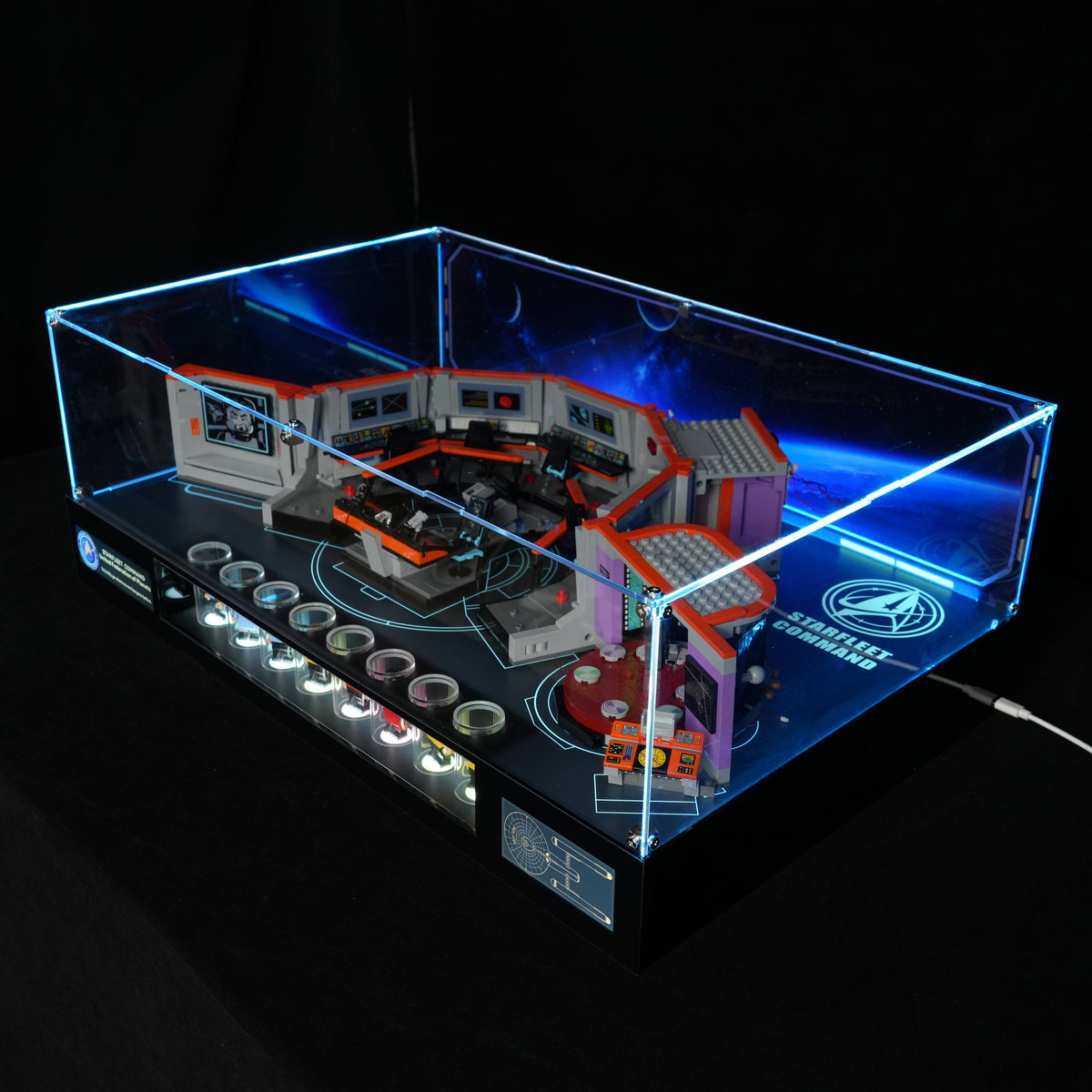 LED Light Acrylic Display Case for LEGO® Icons 11385 Star Trek: U.S.S. Enterprise NCC-1701™ Bridge (LEGO® Set NOT Included)