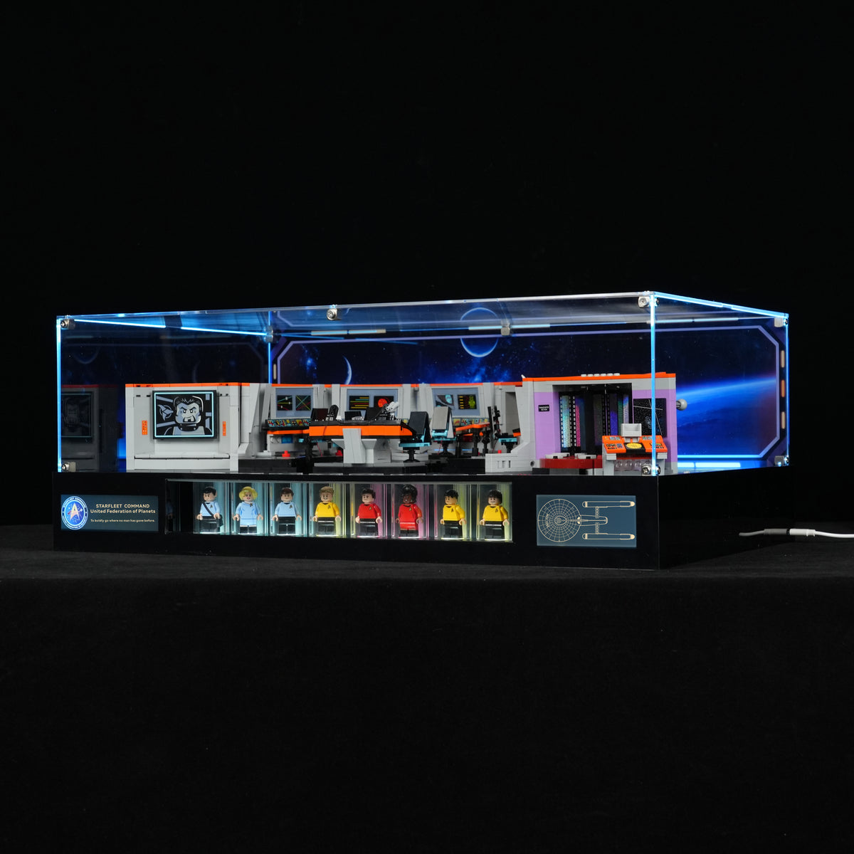 LED Light Acrylic Display Case for LEGO® Icons 11385 Star Trek: U.S.S. Enterprise NCC-1701™ Bridge (LEGO® Set NOT Included)