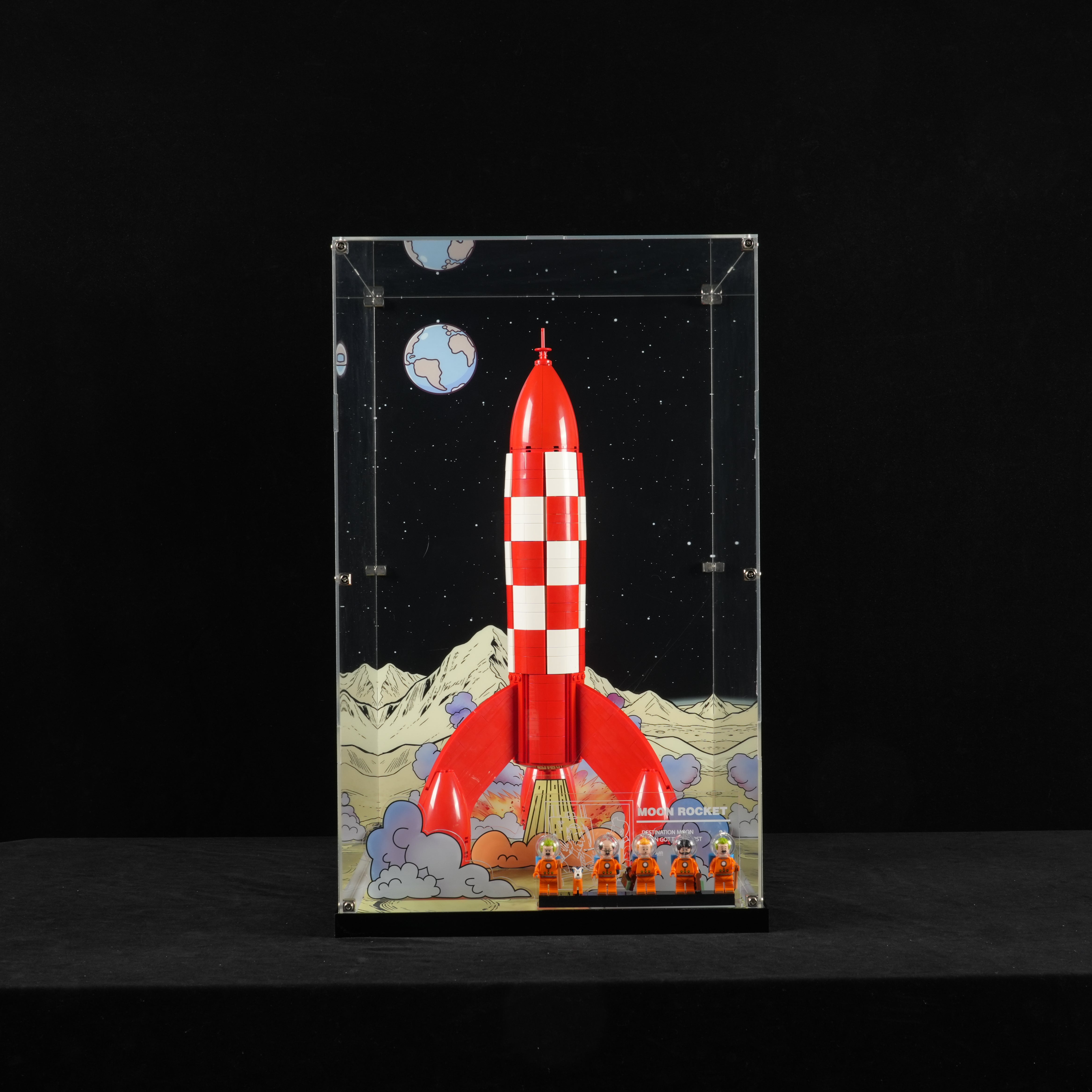 LED Light Acrylic Display Case for LEGO® Ideas 21367 Tintin® Moon Rocket (LEGO® Set NOT Include)