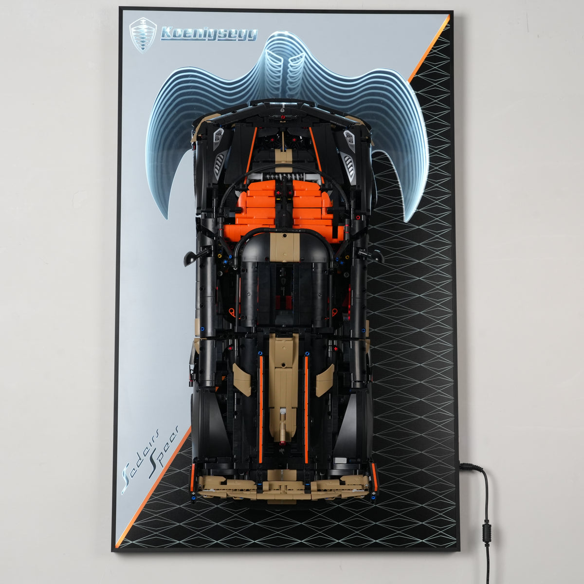 Acrylic Display Wall Mount for Technic 42232 Koenigsegg Sadair's Spear Megacar (LEGO® Set Not Included).