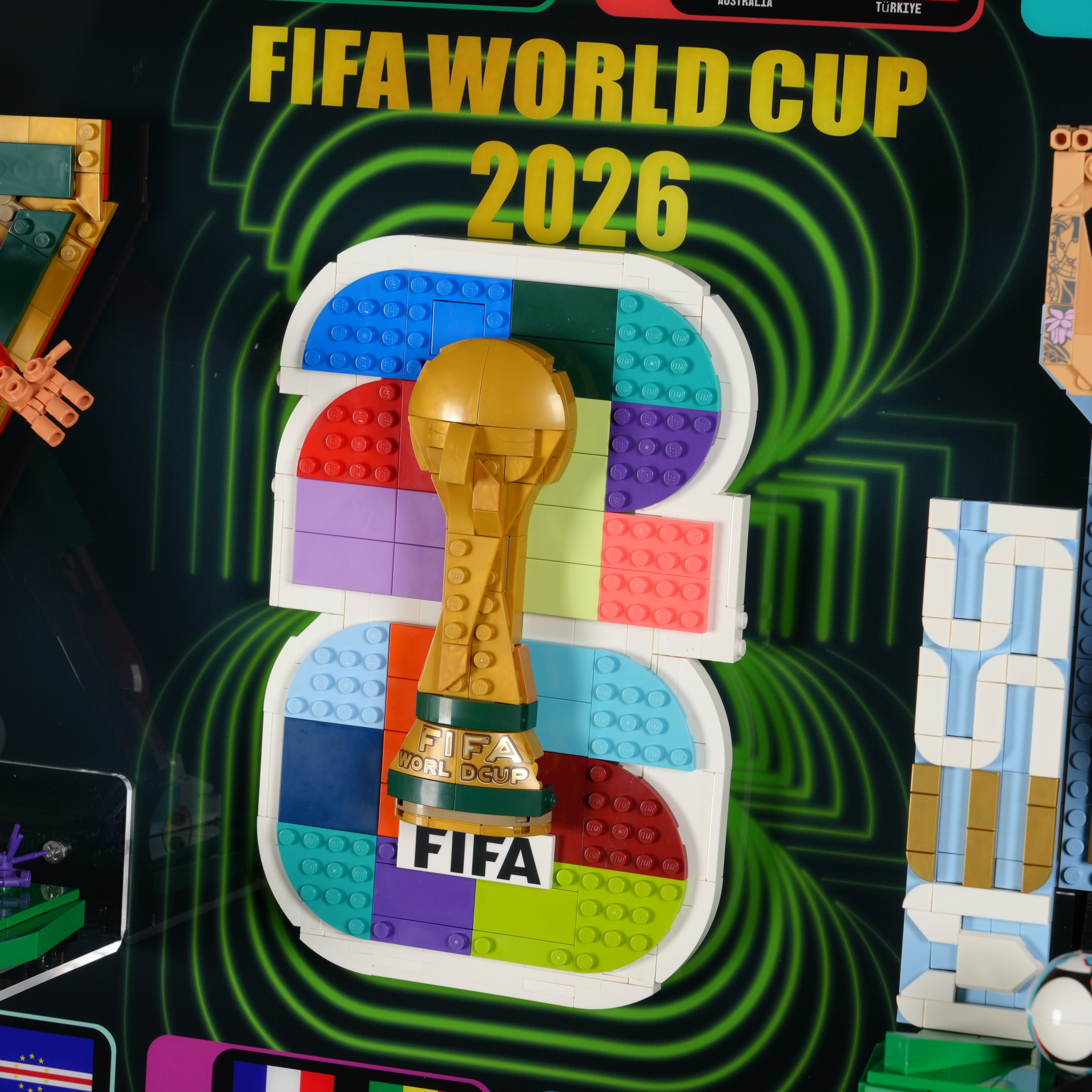 Acrylic Display Wall Mount for LEGO® Editions 43015 Lionel Messi +43032 FIFA World Cup + 43016 Cristiano Ronaldo. 3 in 1 (LEGO® Set Not Included).