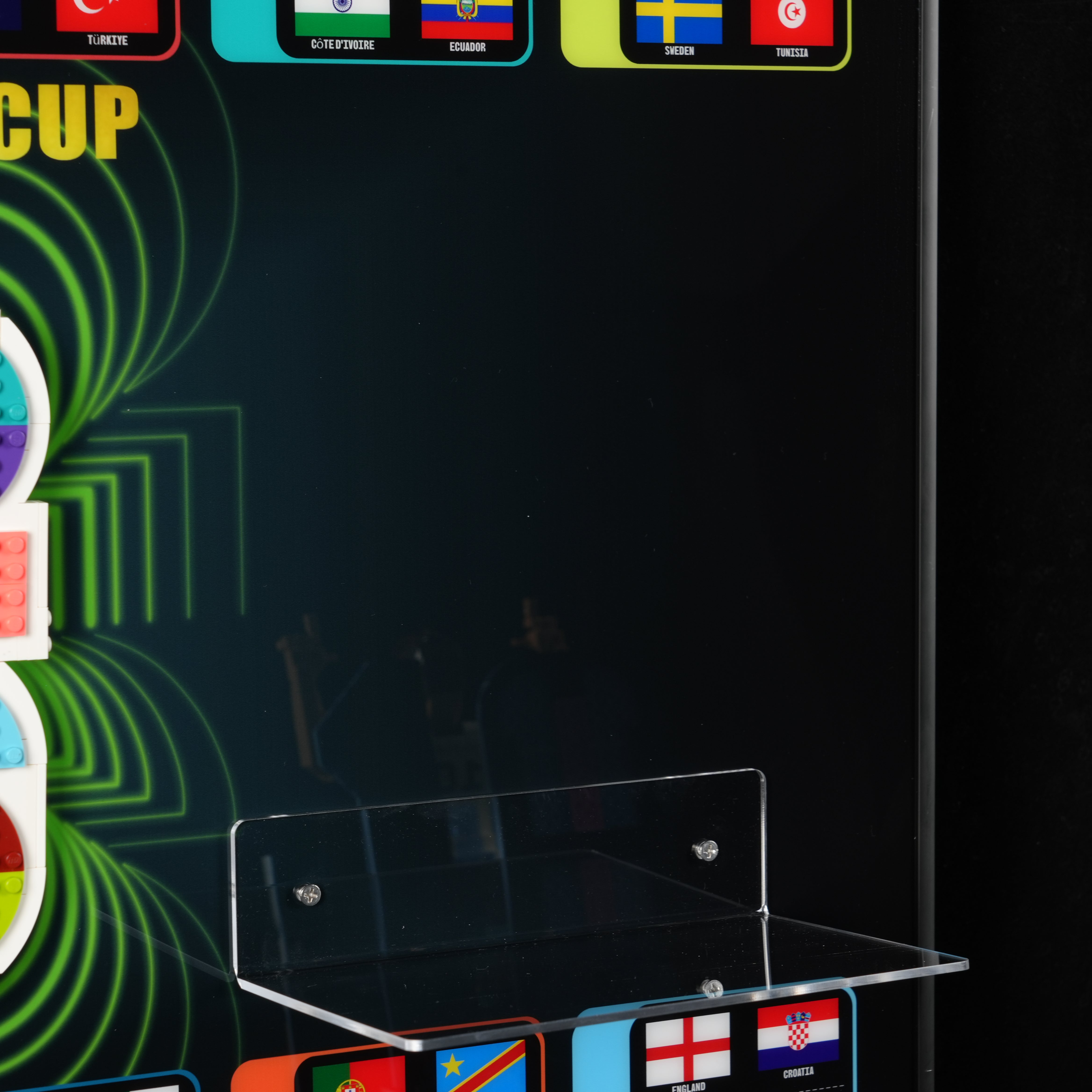 Acrylic Display Wall Mount for LEGO® Editions 43015 Lionel Messi +43032 FIFA World Cup + 43016 Cristiano Ronaldo. 3 in 1 (LEGO® Set Not Included).