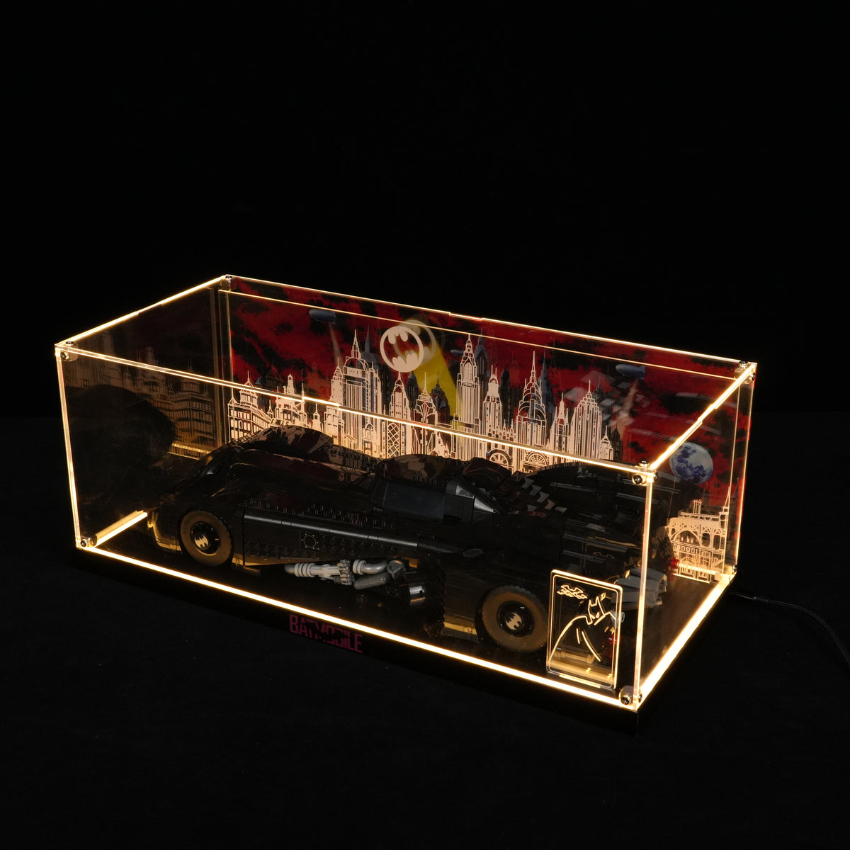 LED Light Acrylic Display Case for LEGO® Batman™ 76355 Batman Returns™ Batmobile™ (LEGO® Set NOT Include)