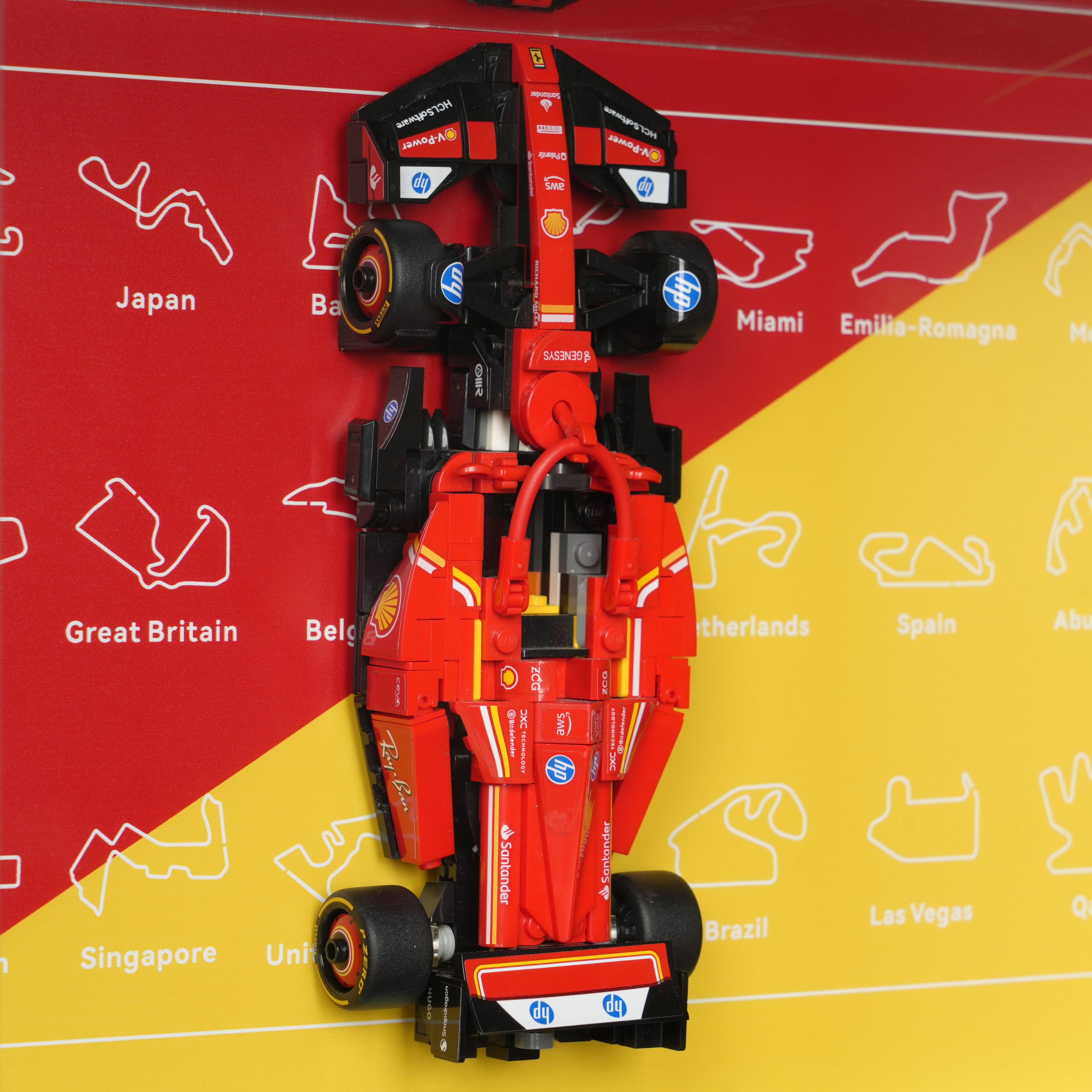 LED Light Acrylic Display Case for LEGO® Editions 43014 & 43022 Scuderia Ferrari HP Charles Leclerc Helmet & Lewis Hamilton Helmet (LEGO® Set NOT Include)
