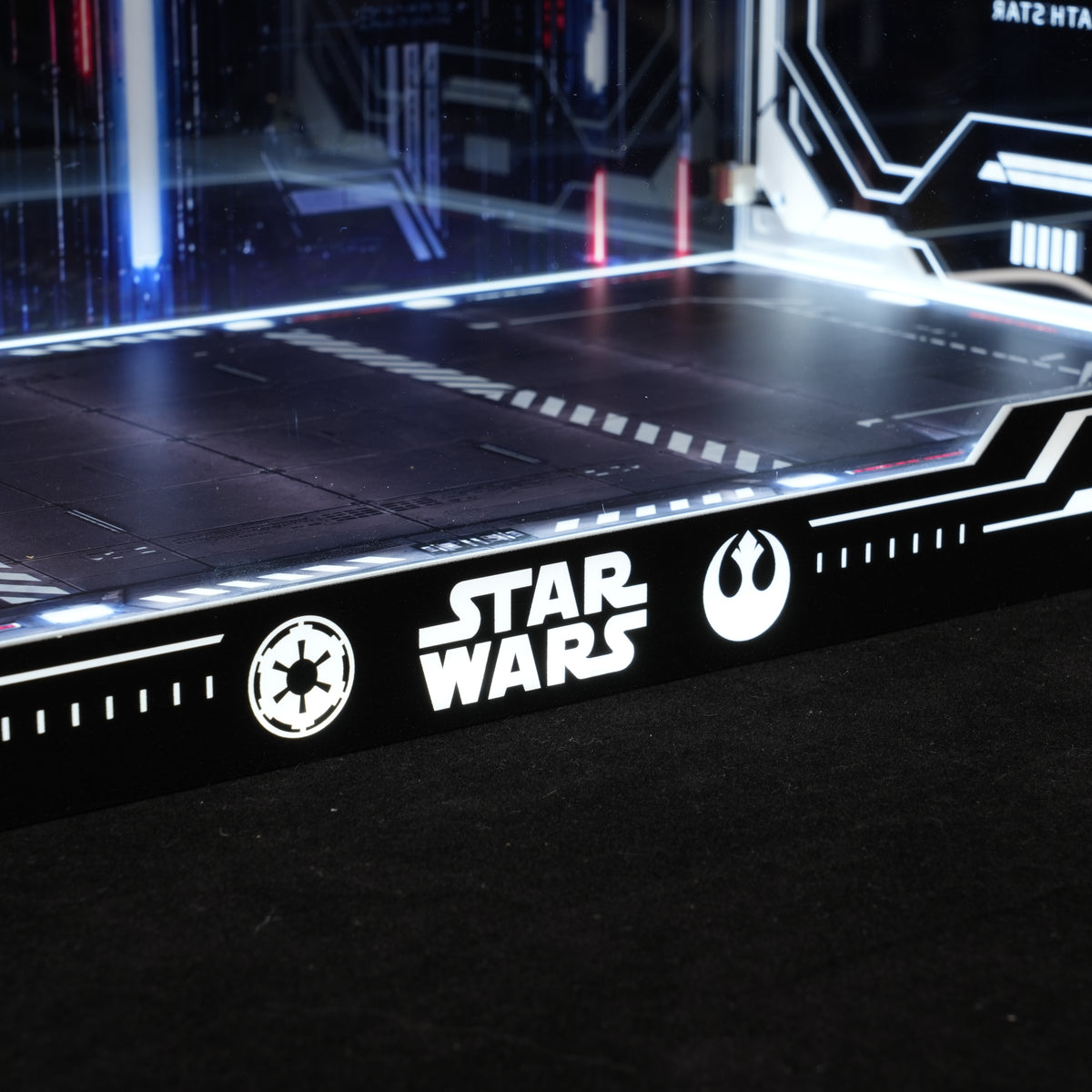 LED Light Acrylic Display Case for LEGO® Star Wars™ 75427 SMART Play™: Throne Room Duel & A-Wing™ & 75421 SMART Play™:Darth Vader's TIE Fighter™ (LEGO® Set Not Included)