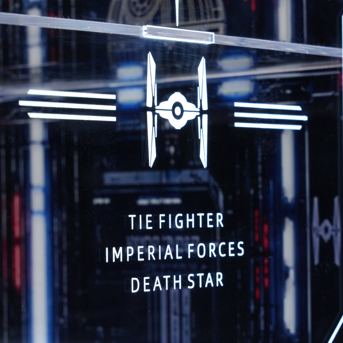 LED Light Acrylic Display Case for LEGO® Star Wars™ 75427 SMART Play™: Throne Room Duel & A-Wing™ & 75421 SMART Play™:Darth Vader's TIE Fighter™ (LEGO® Set Not Included)