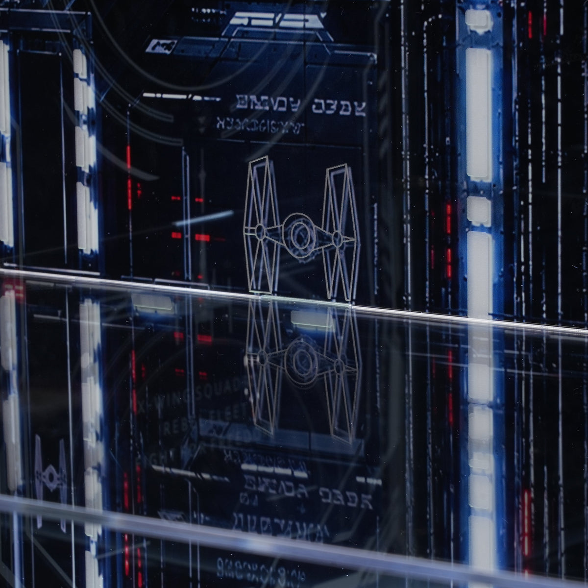 LED Light Acrylic Display Case for LEGO® Star Wars™ 75427 SMART Play™: Throne Room Duel & A-Wing™ & 75421 SMART Play™:Darth Vader's TIE Fighter™ (LEGO® Set Not Included)