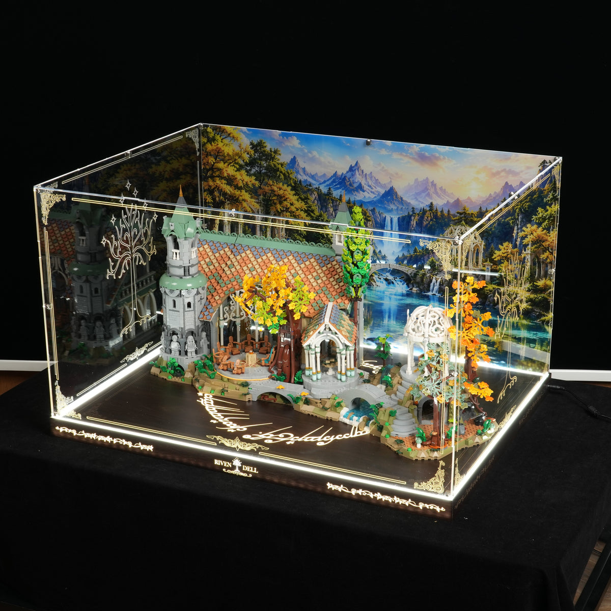 LED Light Acrylic Display Case for LEGO® 10316 RIVENDELL™ (LEGO® Set NOT Included)