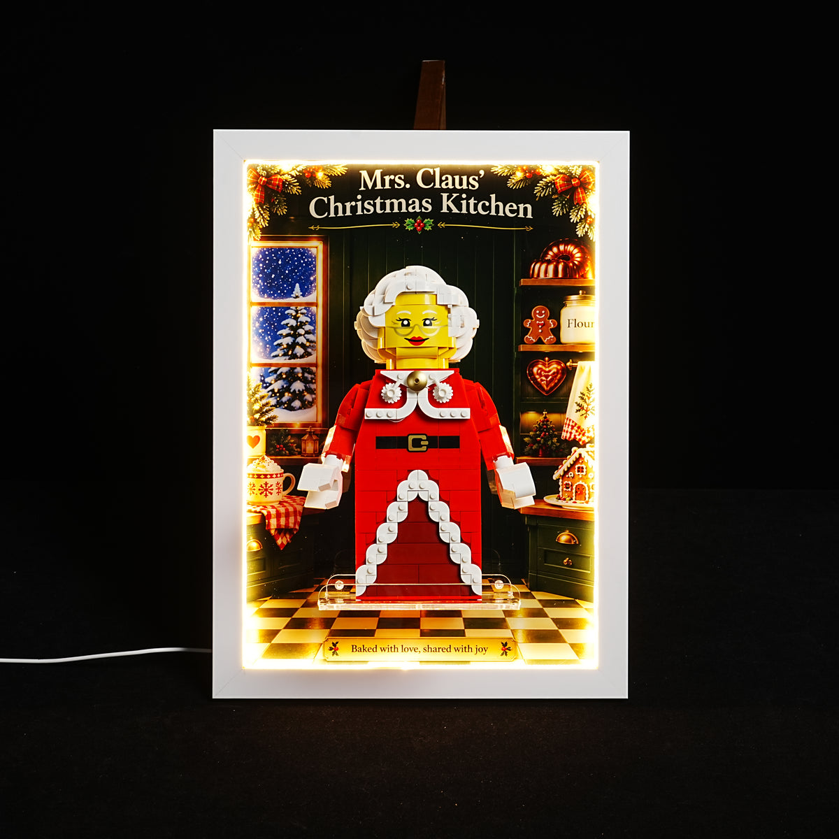 LED Light Display Wall Mount for LEGO® 40874 Santa's Holiday Countdown or 40875 Up-Scaled Mrs. Claus Minifigure(LEGO® Set NOT Included)