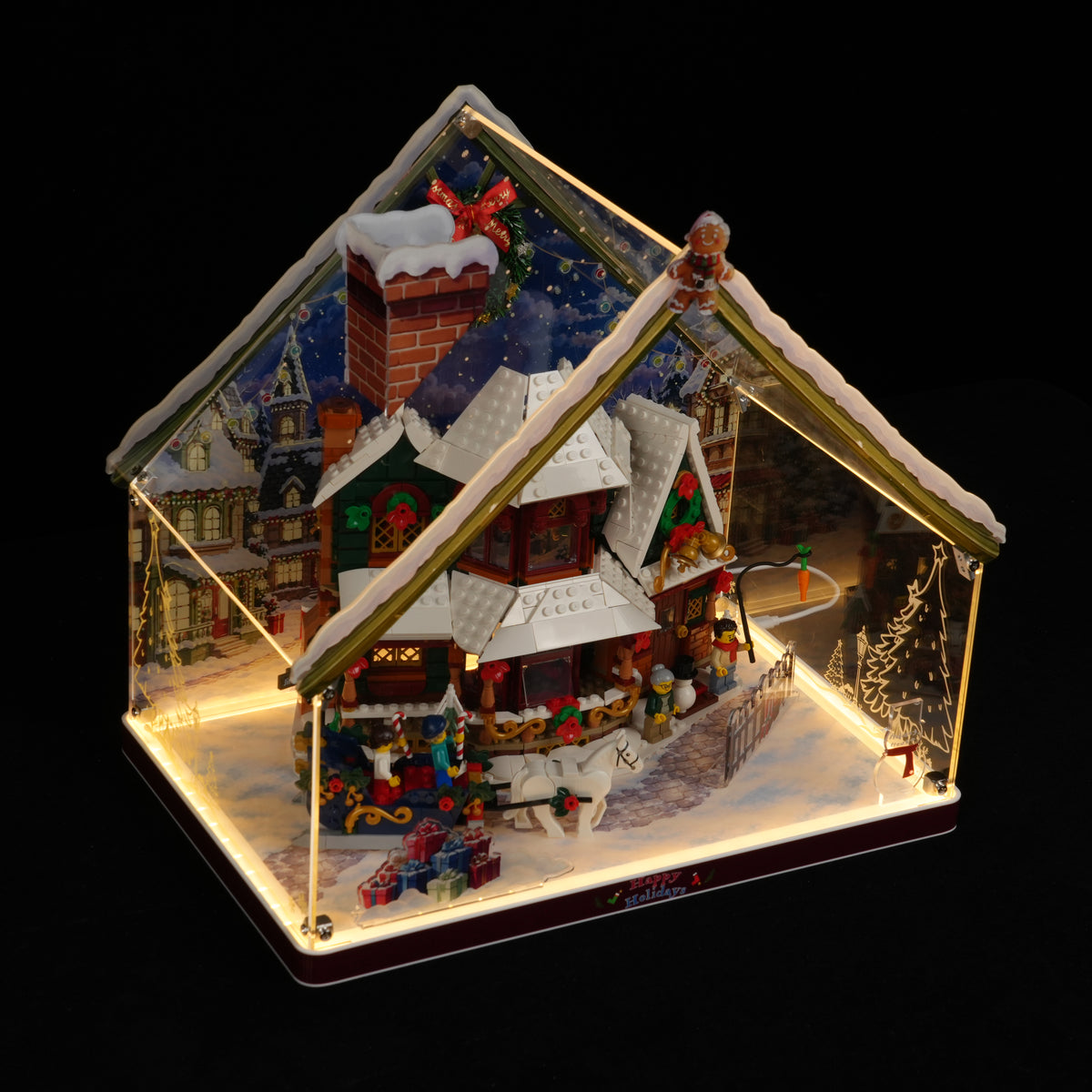 LED Light Acrylic Display Case for LEGO® Icons 11387 Holiday House (LEGO® Set Not Included)