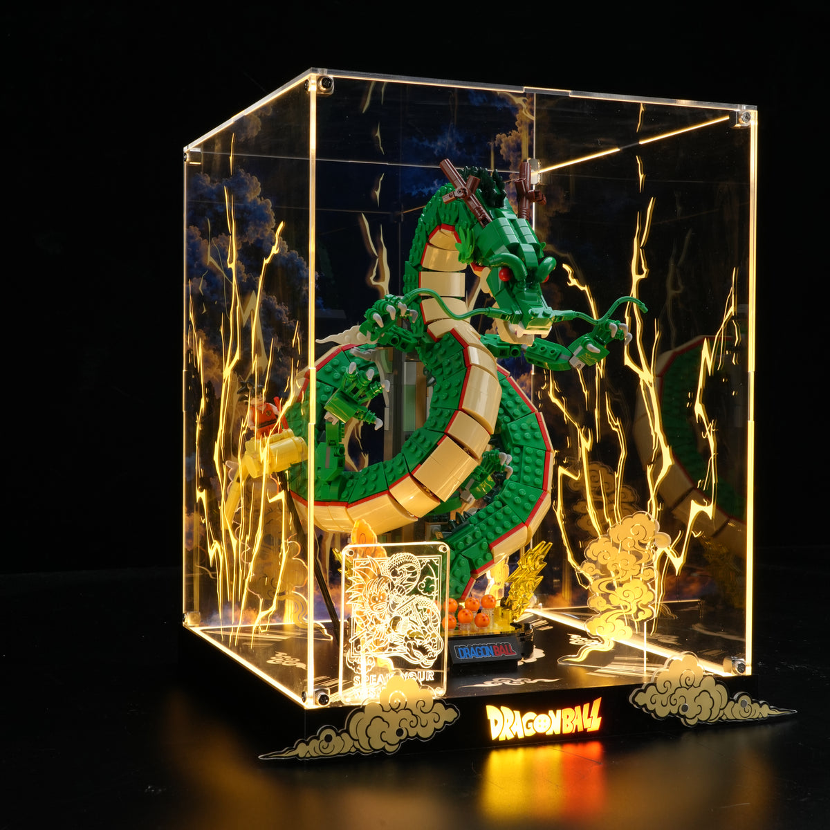 LED Light Acrylic Display Case for LEGO® Icons 11390 Dragon Ball: Shenron & Goku(LEGO® Set Not Included)