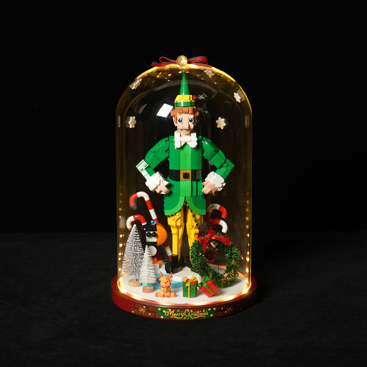 LED Light Display Glass Dome for LEGO® 40874 Santa's Holiday Countdown / 40865 Buddy the Elf / 40875 Up-Scaled Mrs. Claus Minifigure (LEGO® Set NOT Included)