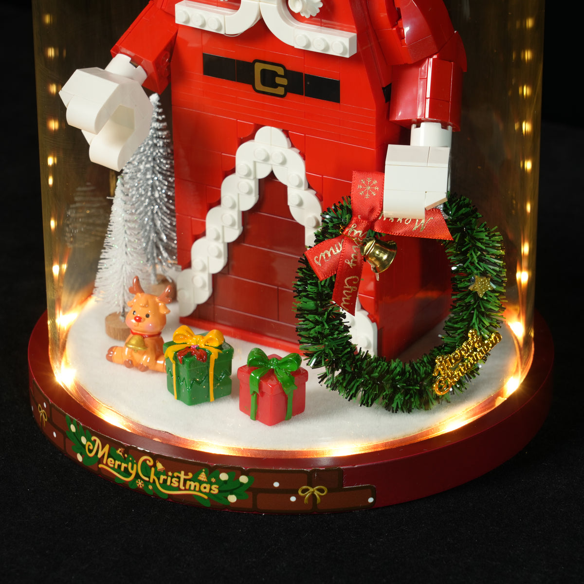 LED Light Display Glass Dome for LEGO® 40874 Santa's Holiday Countdown / 40865 Buddy the Elf / 40875 Up-Scaled Mrs. Claus Minifigure (LEGO® Set NOT Included)