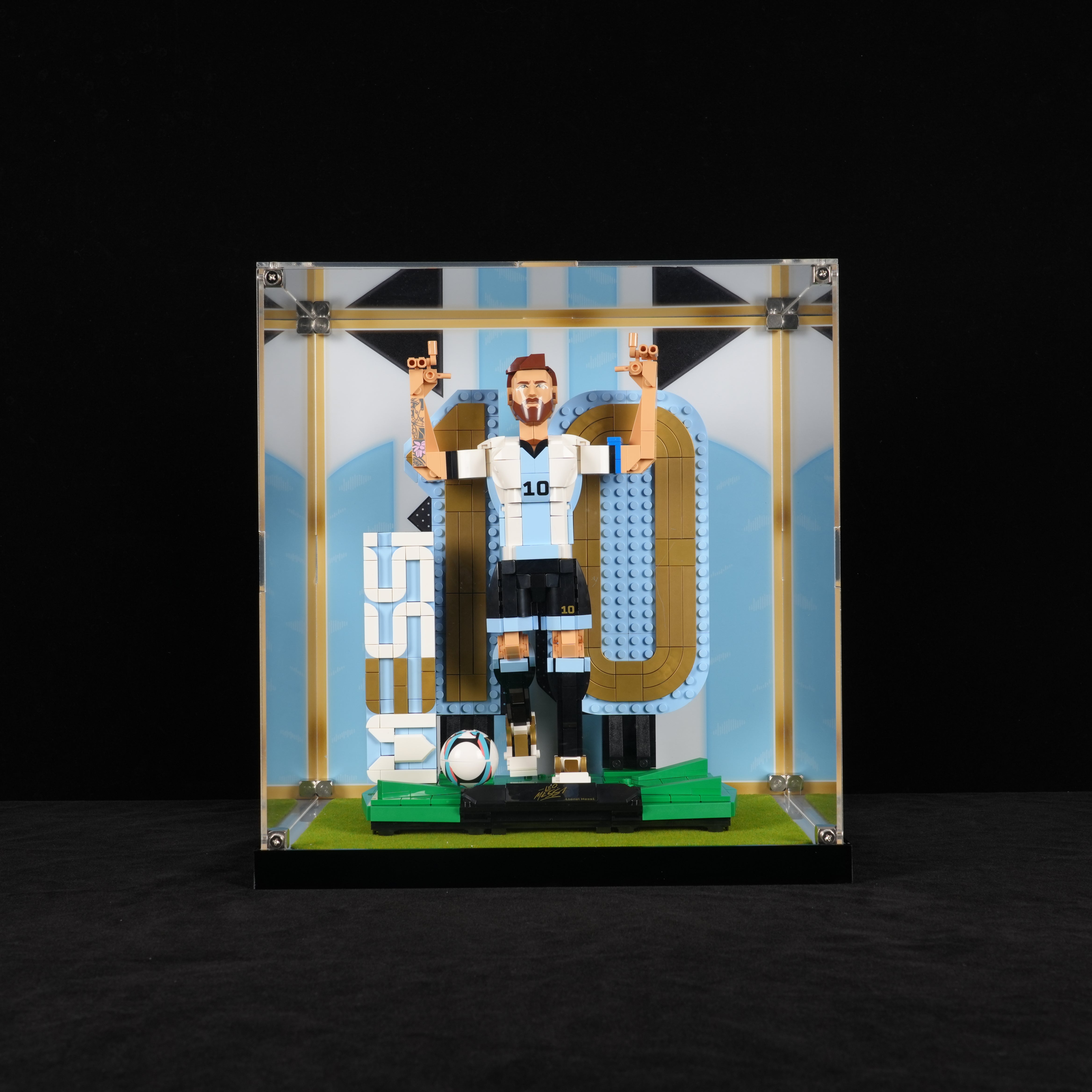 LED Light Acrylic Display Case for LEGO® Editions 43015 Lionel Messi – Football Legend (LEGO® Set NOT Included)