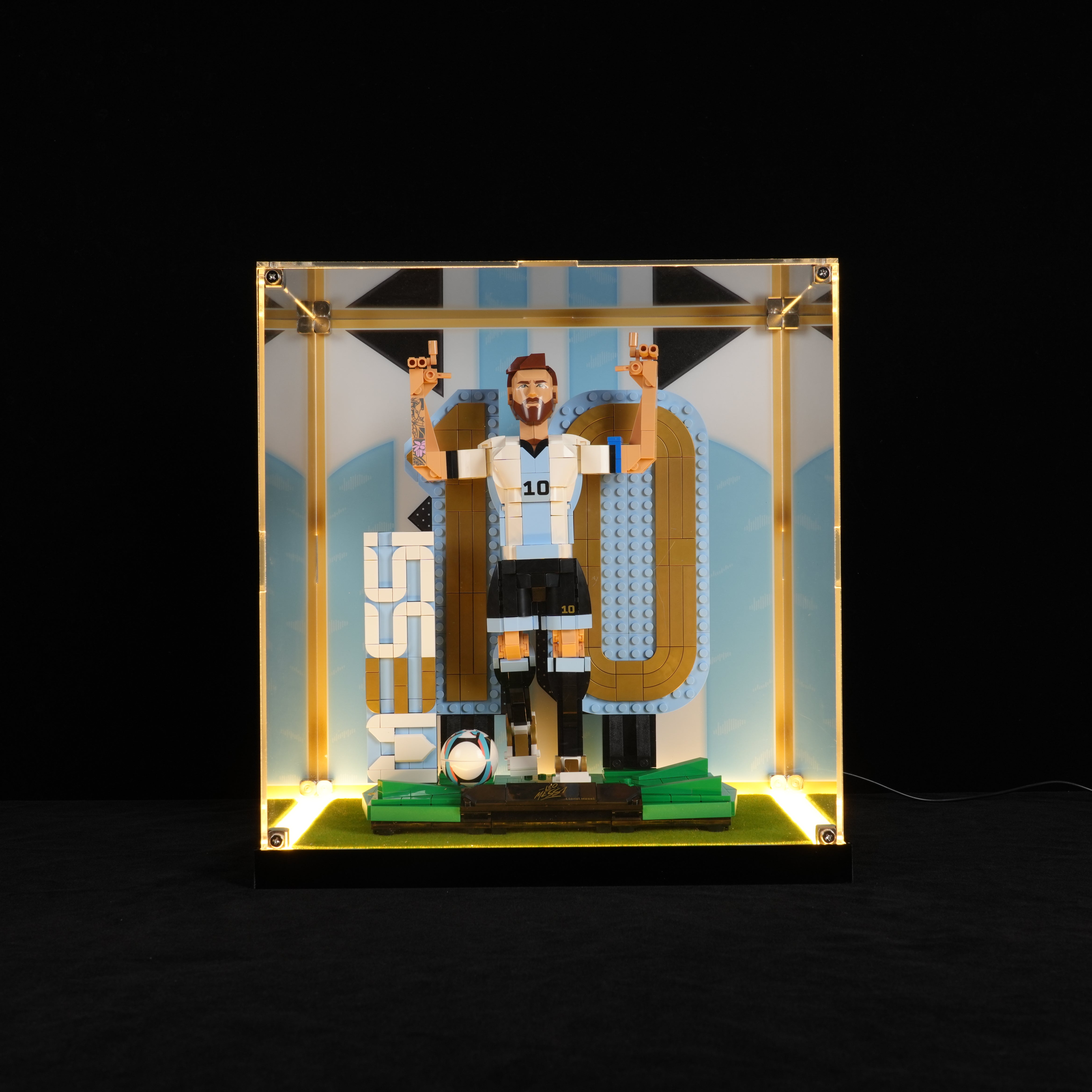 LED Light Acrylic Display Case for LEGO® Editions 43015 Lionel Messi – Football Legend (LEGO® Set NOT Included)