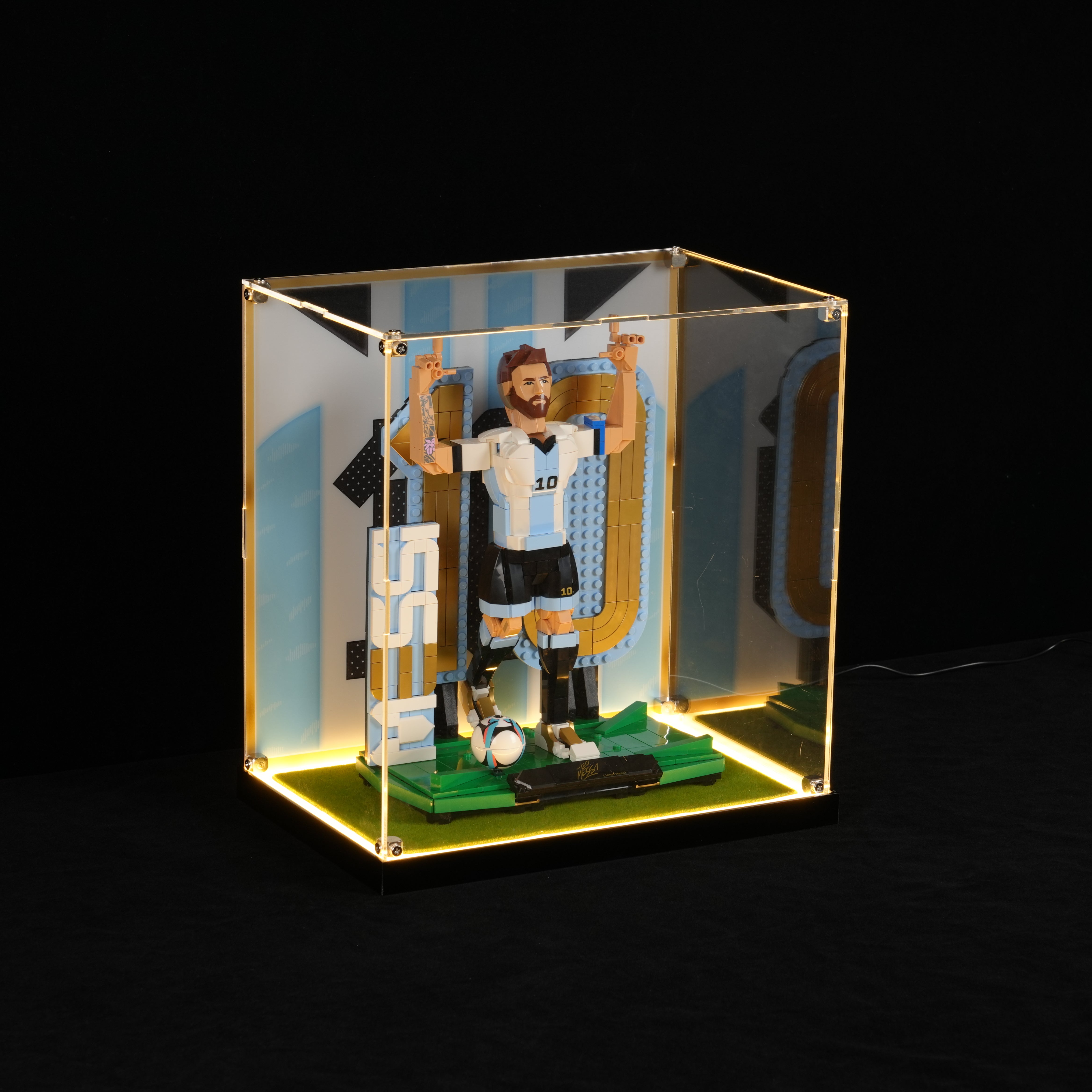 LED Light Acrylic Display Case for LEGO® Editions 43015 Lionel Messi – Football Legend (LEGO® Set NOT Included)