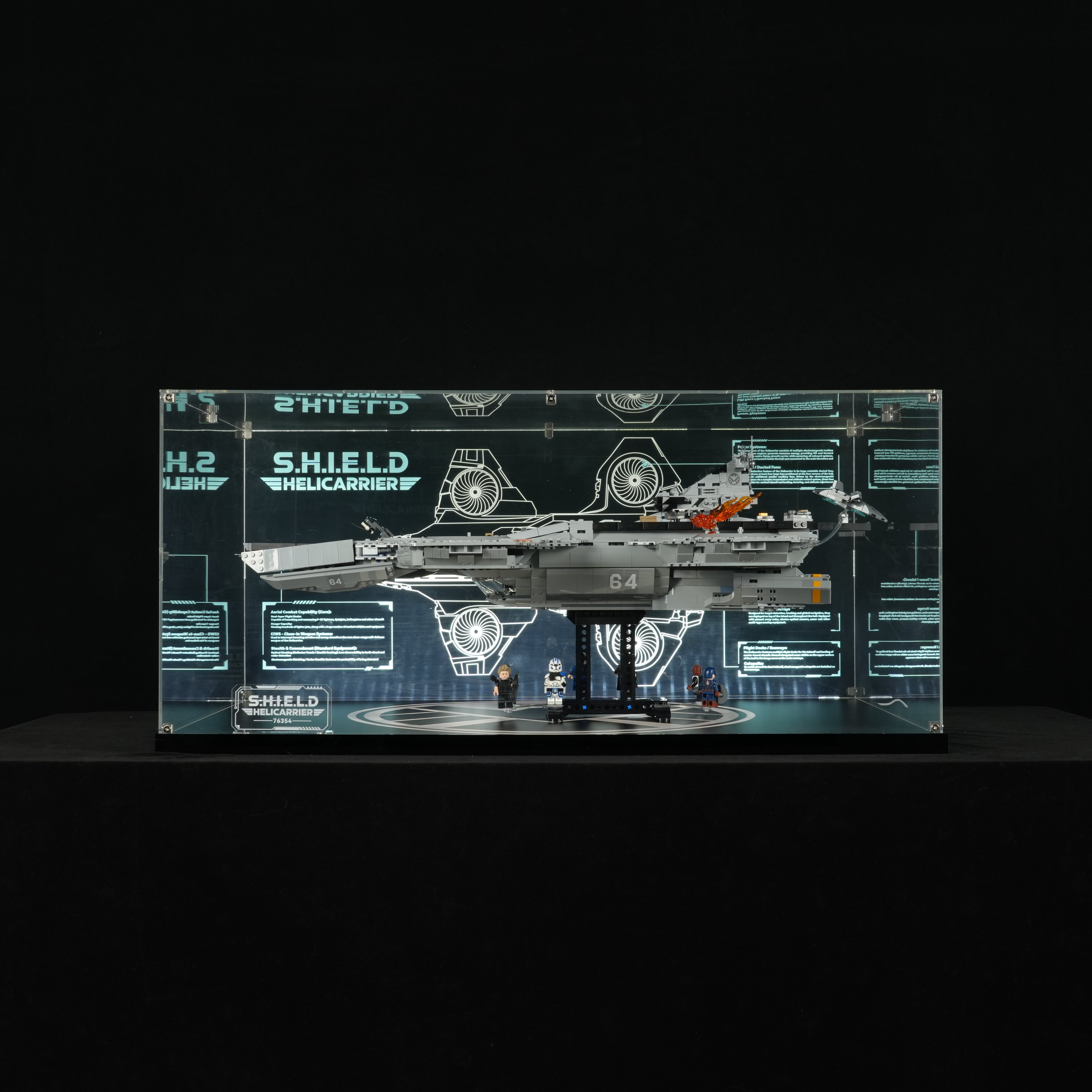 LED Light Acrylic Display Case for LEGO® Marvel 76354 S.H.I.E.L.D. Helicarrier (LEGO® Set Not Included).