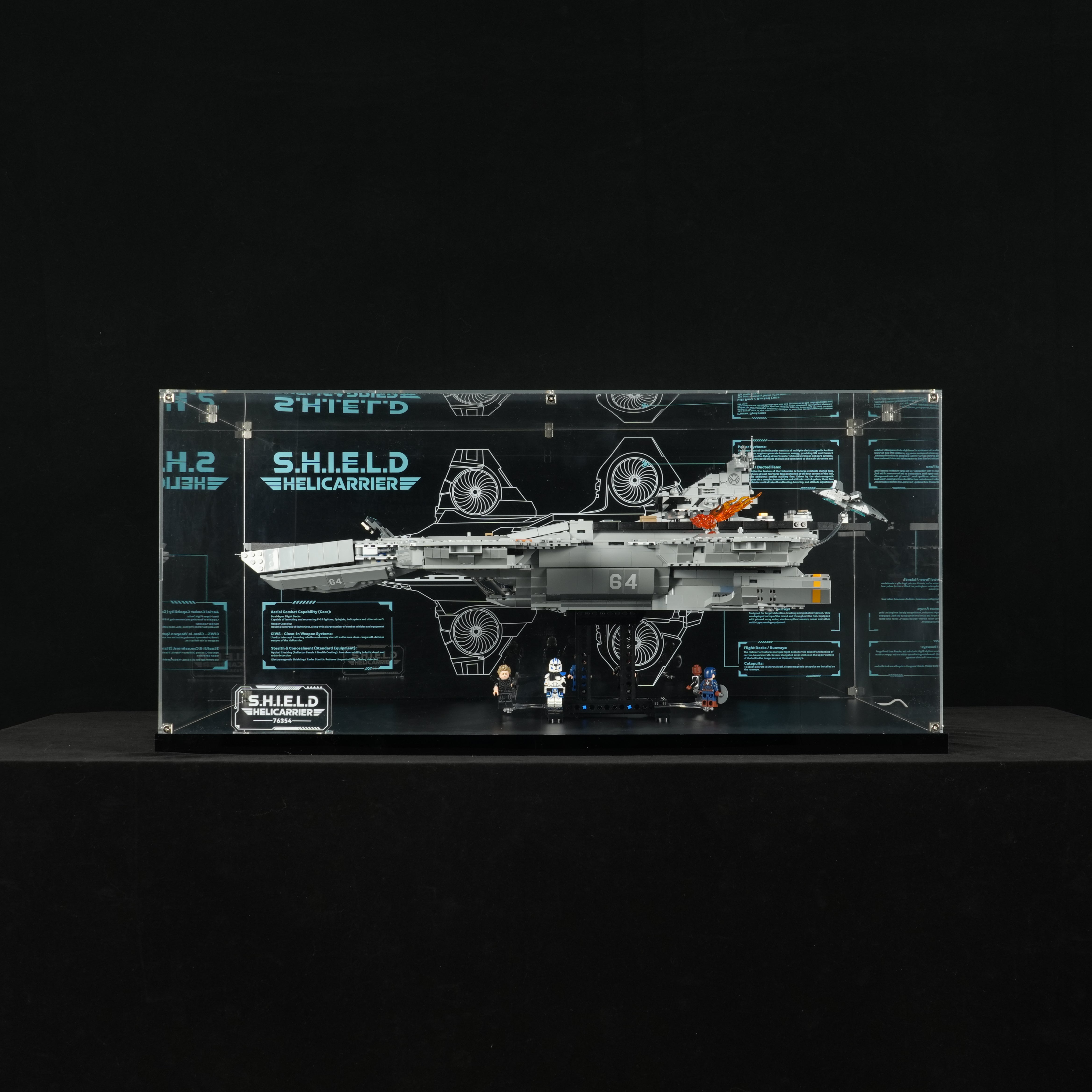LED Light Acrylic Display Case for LEGO® Marvel 76354 S.H.I.E.L.D. Helicarrier (LEGO® Set Not Included).