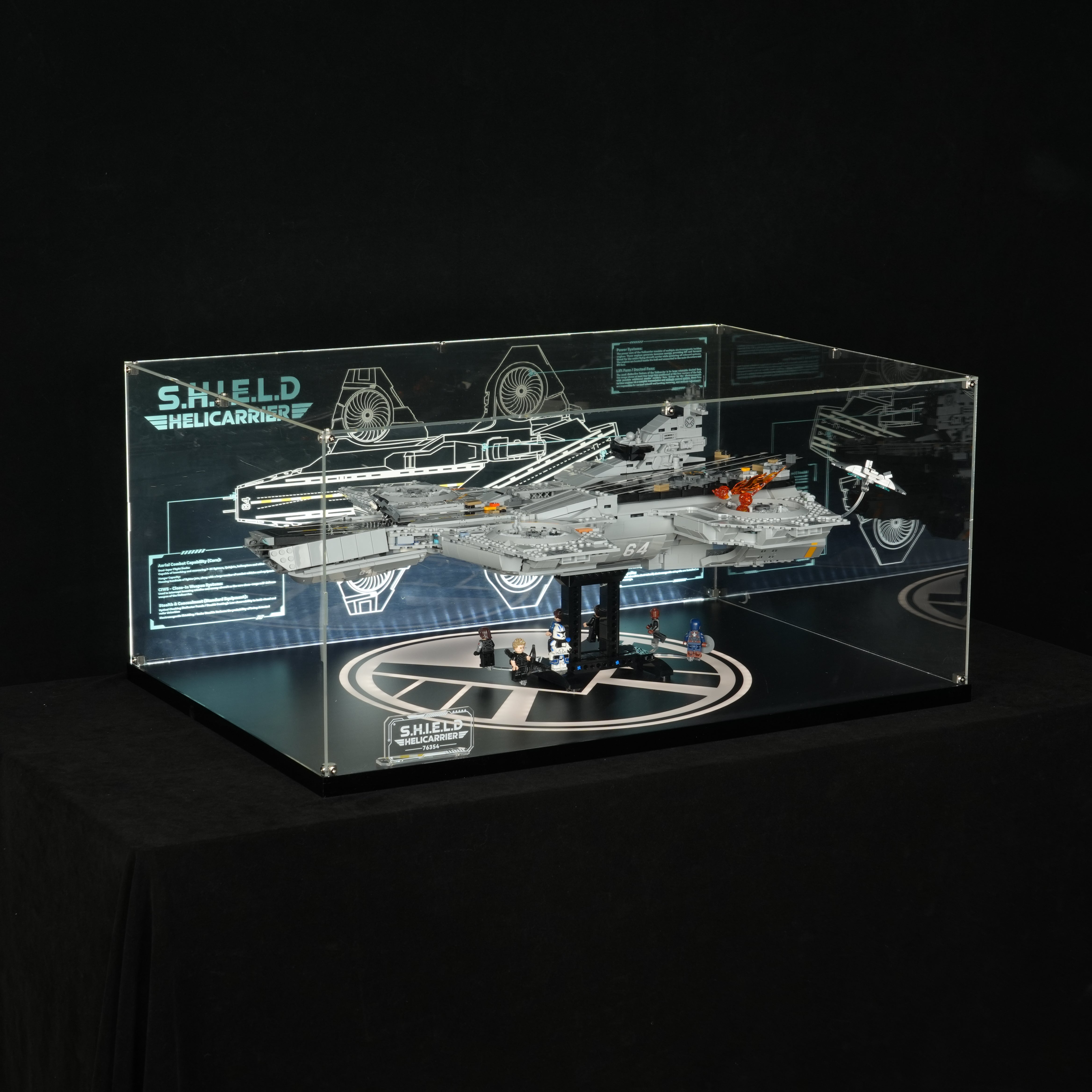 LED Light Acrylic Display Case for LEGO® Marvel 76354 S.H.I.E.L.D. Helicarrier (LEGO® Set Not Included).