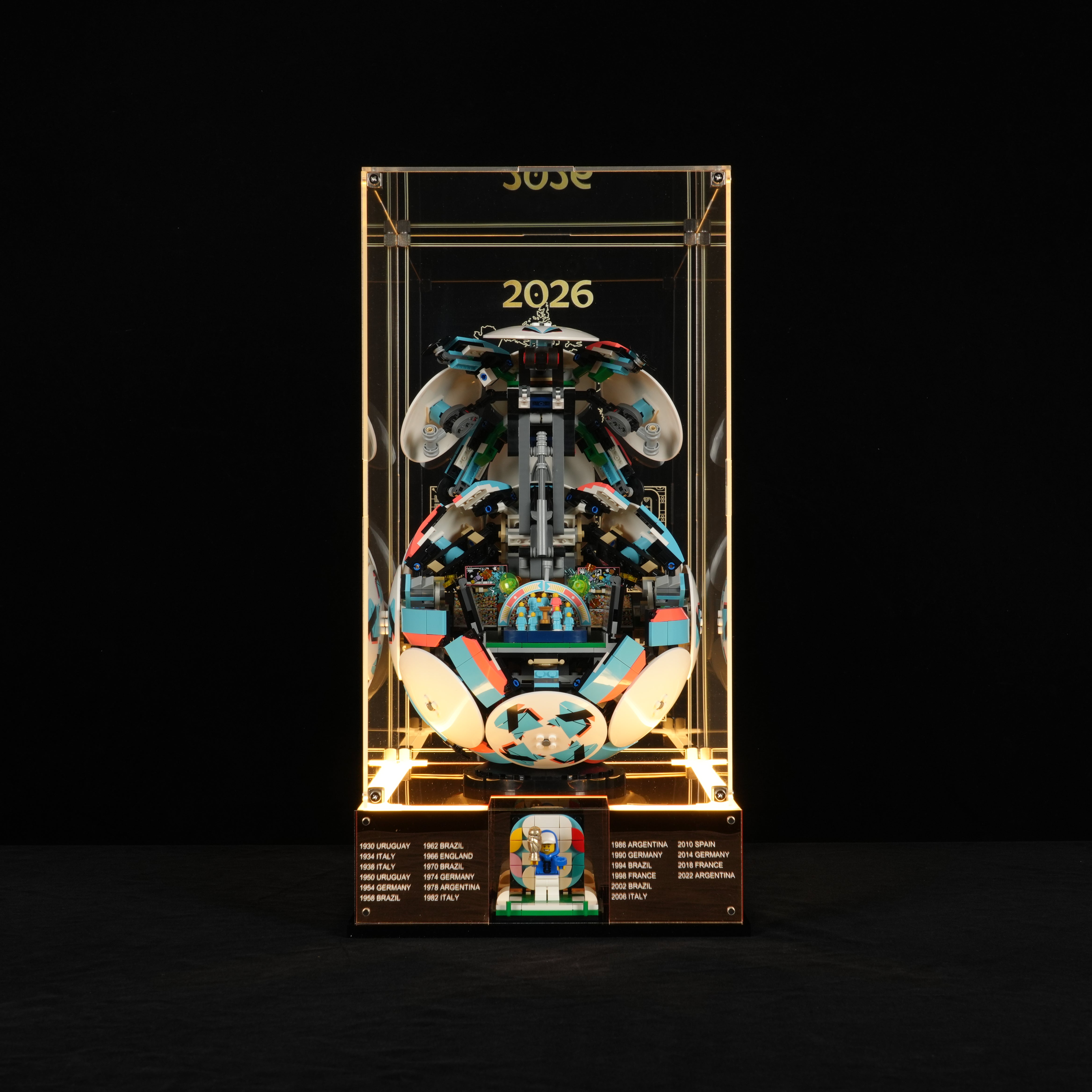 LED Light Acrylic Display Case for LEGO® Editions 43020 / 43019 Soccer Ball / FIFA World Cup™ Official Trophy (LEGO® Set Not Included).