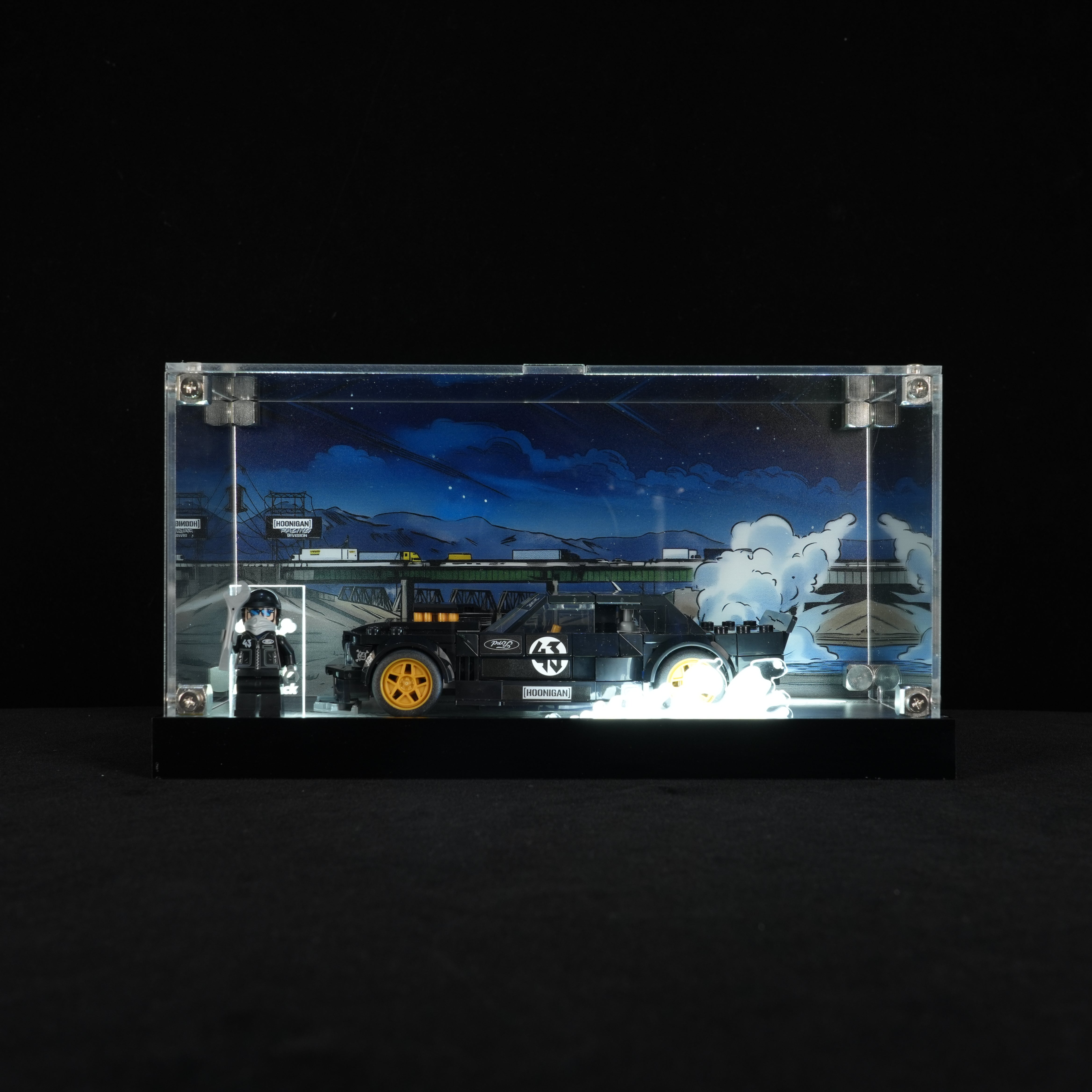LED Light Acrylic Display Case for LEGO® Speed Champions 77262 Ken Block's '65 Ford Mustang Hoonicorn V1 (LEGO® Set NOT Include)