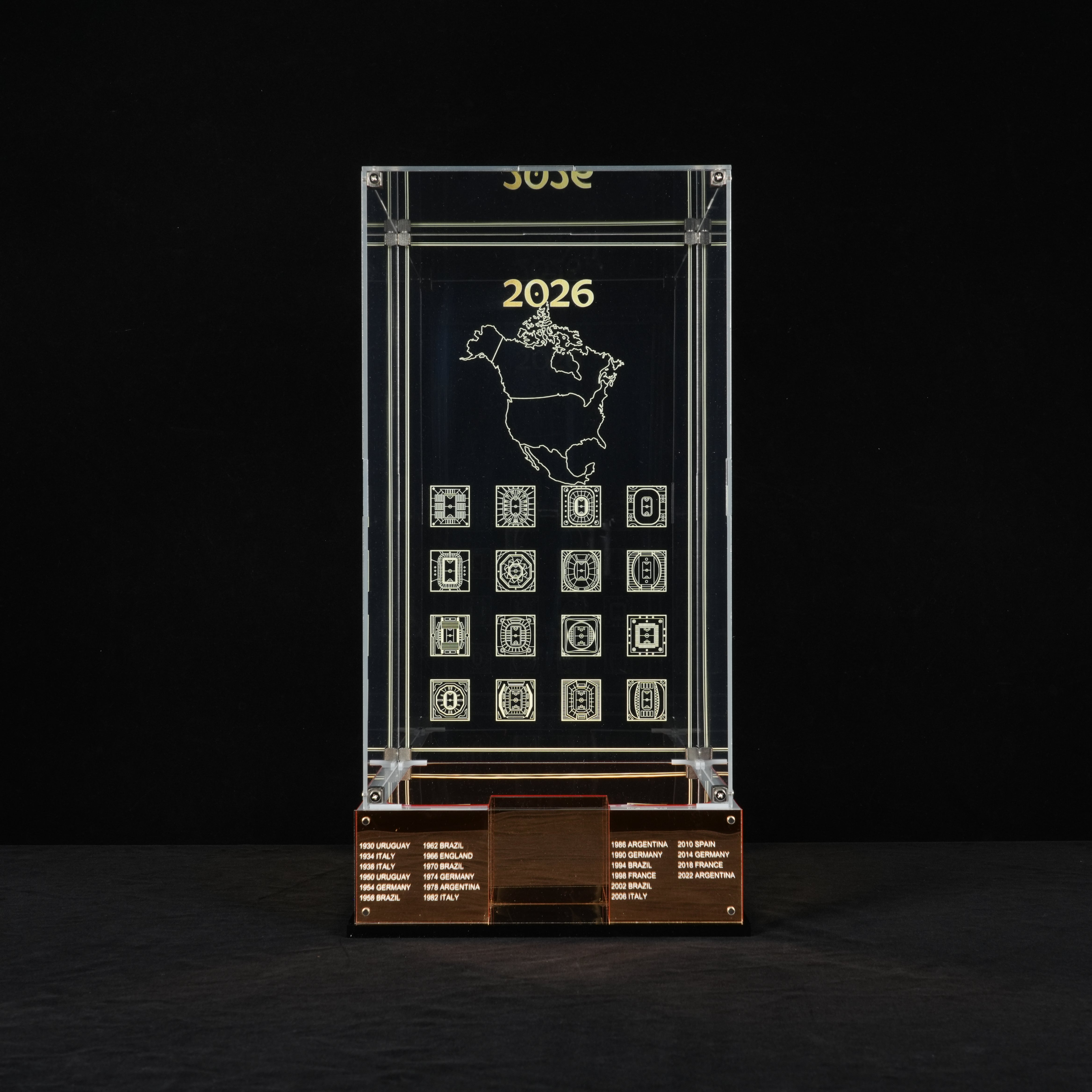 LED Light Acrylic Display Case for LEGO® Editions 43020 / 43019 Soccer Ball / FIFA World Cup™ Official Trophy (LEGO® Set Not Included).