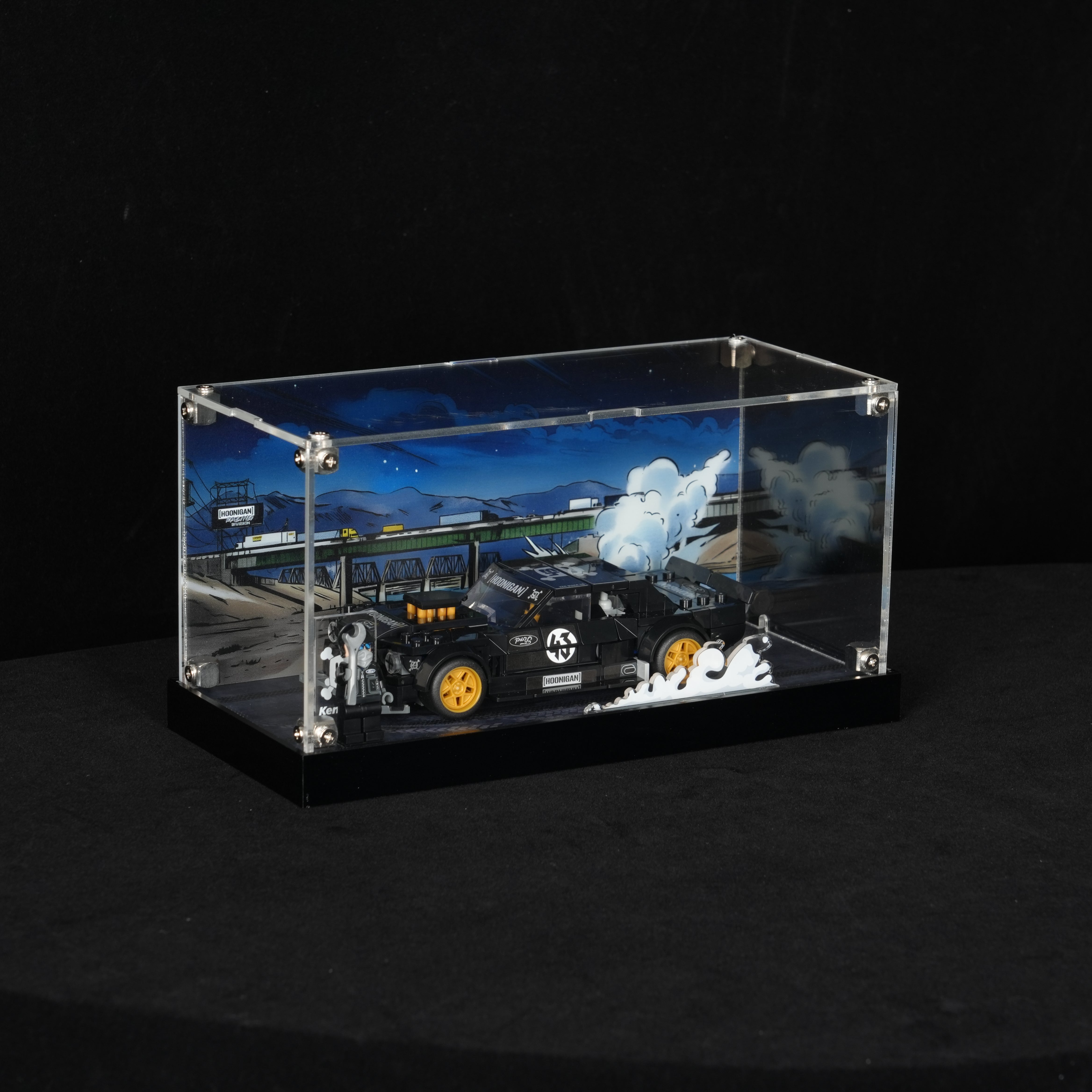 LED Light Acrylic Display Case for LEGO® Speed Champions 77262 Ken Block's '65 Ford Mustang Hoonicorn V1 (LEGO® Set NOT Include)