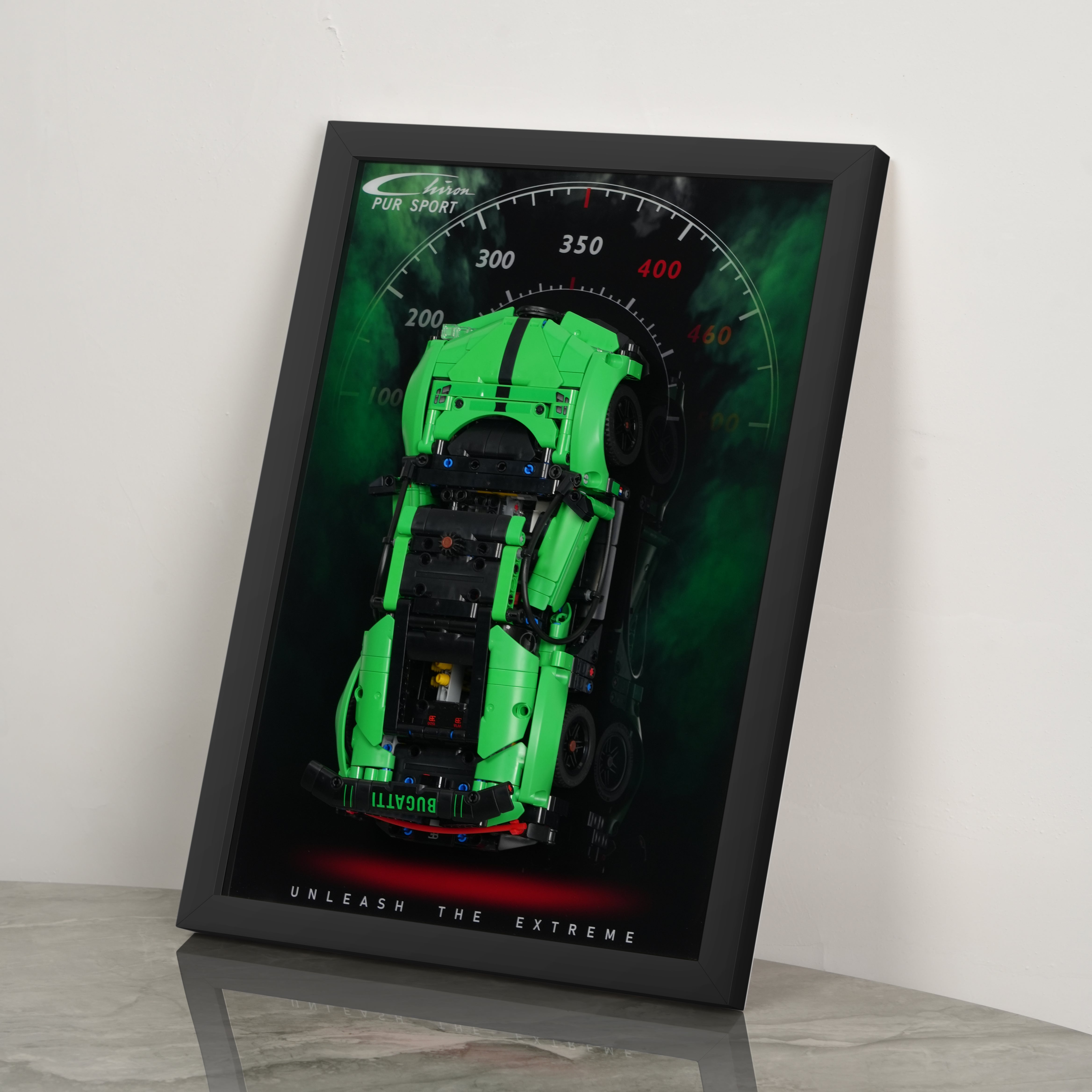 Display Wall Mount for LEGO® Technic™ 42241 Green Bugatti Chiron Pur Sport Hypercar (LEGO® Set NOT Include)