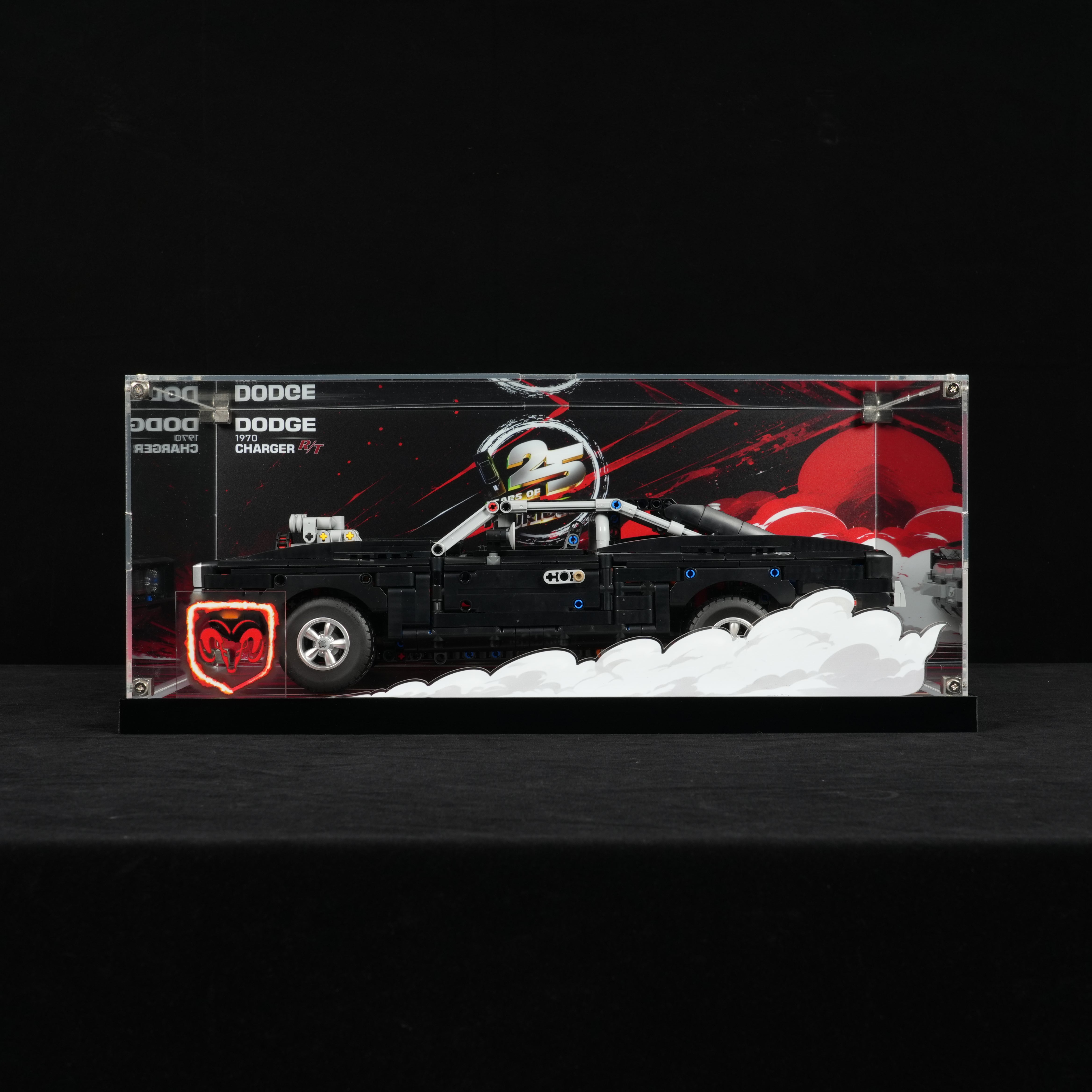 LED Light Acrylic Display Case for LEGO® Technic™ 42231 Fast and Furious Dodge Charger R/T Car (LEGO® Set NOT Include)