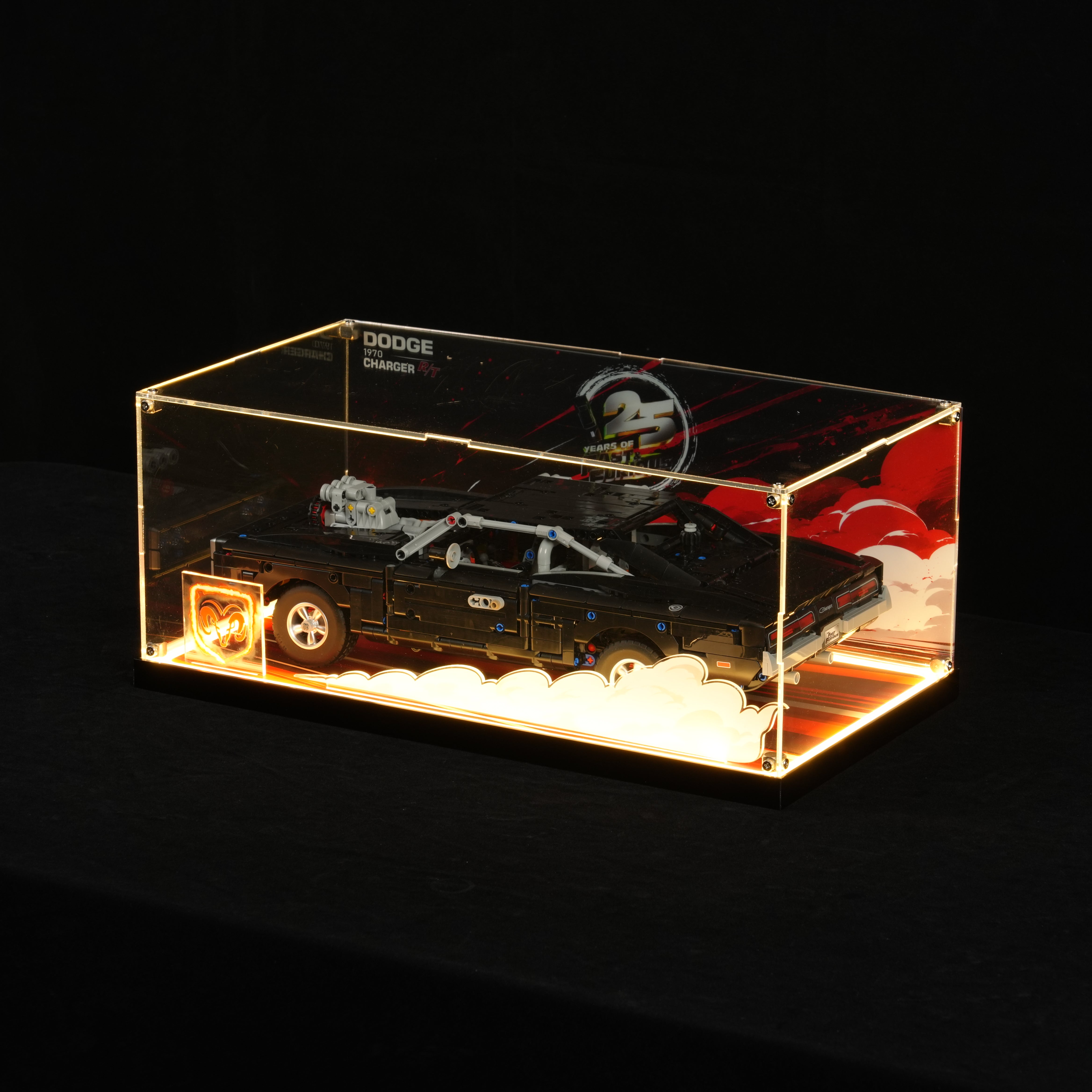 LED Light Acrylic Display Case for LEGO® Technic™ 42231 Fast and Furious Dodge Charger R/T Car (LEGO® Set NOT Include)
