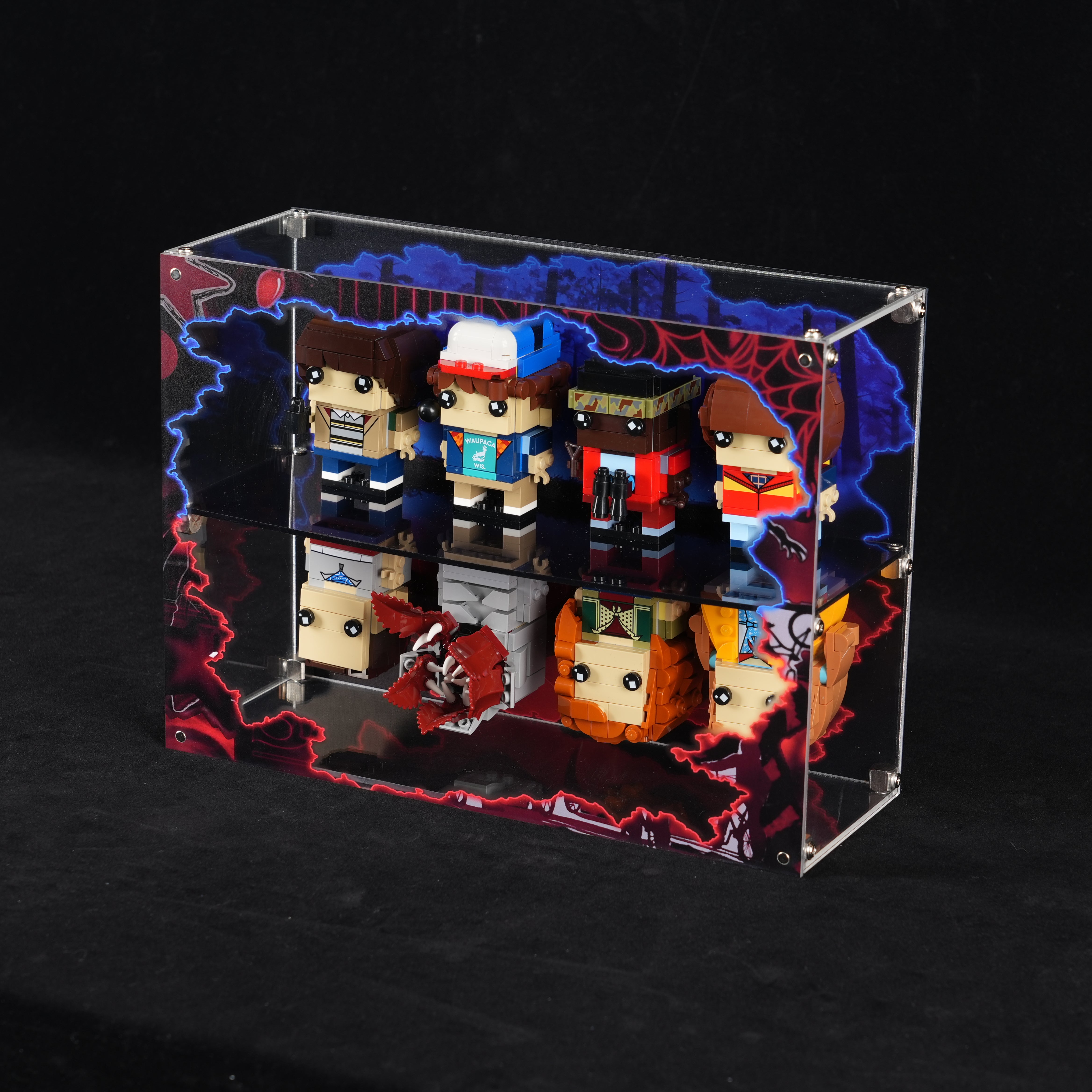 Acrylic Display Case for LEGO® BrickHeadz Stranger Things™ 40879 & 40801 Eleven, Max, Demogorgon and Holly Figure;Mike, Dustin, Lucas and Will Figures (LEGO® Set NOT Include)