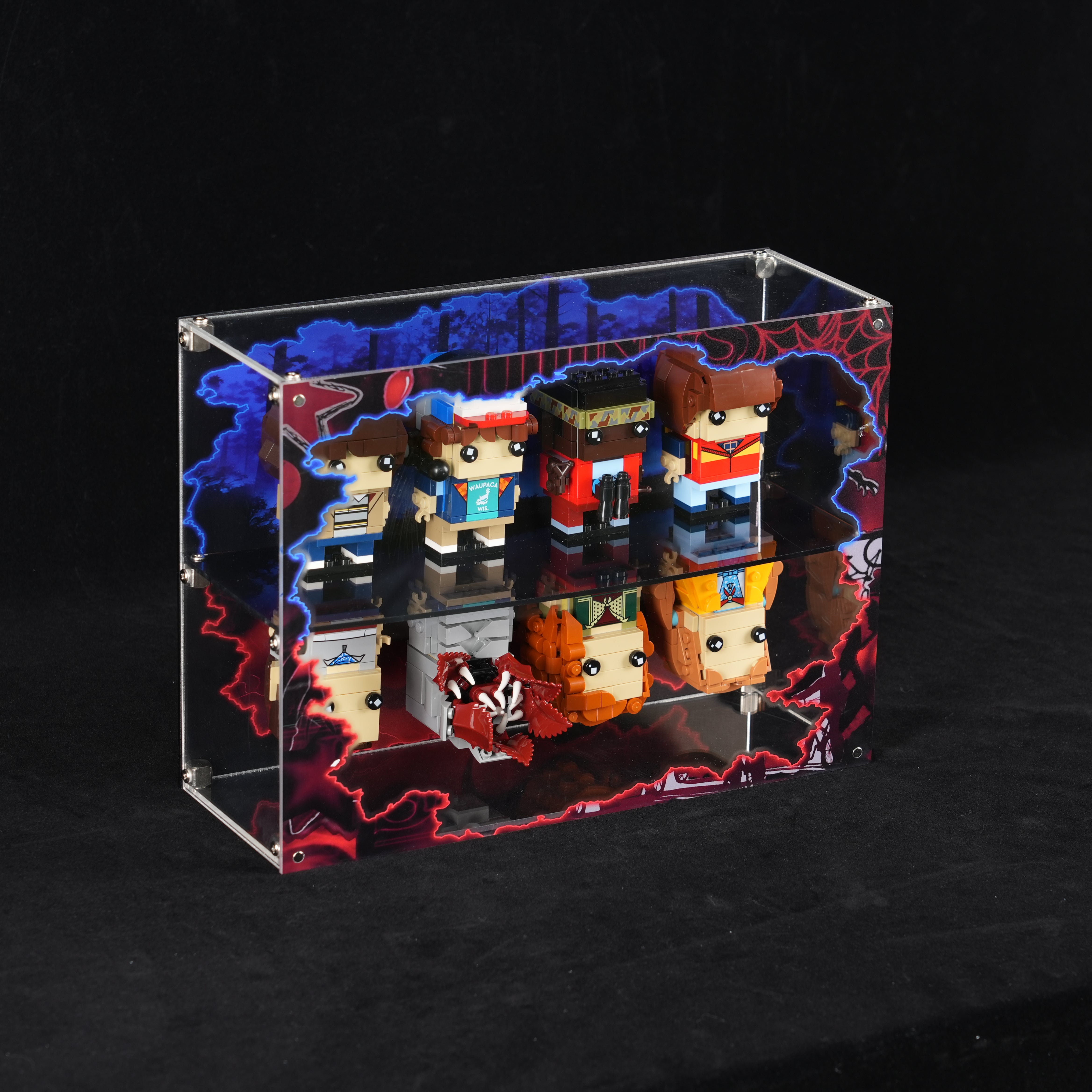 Acrylic Display Case for LEGO® BrickHeadz Stranger Things™ 40879 & 40801 Eleven, Max, Demogorgon and Holly Figure;Mike, Dustin, Lucas and Will Figures (LEGO® Set NOT Include)