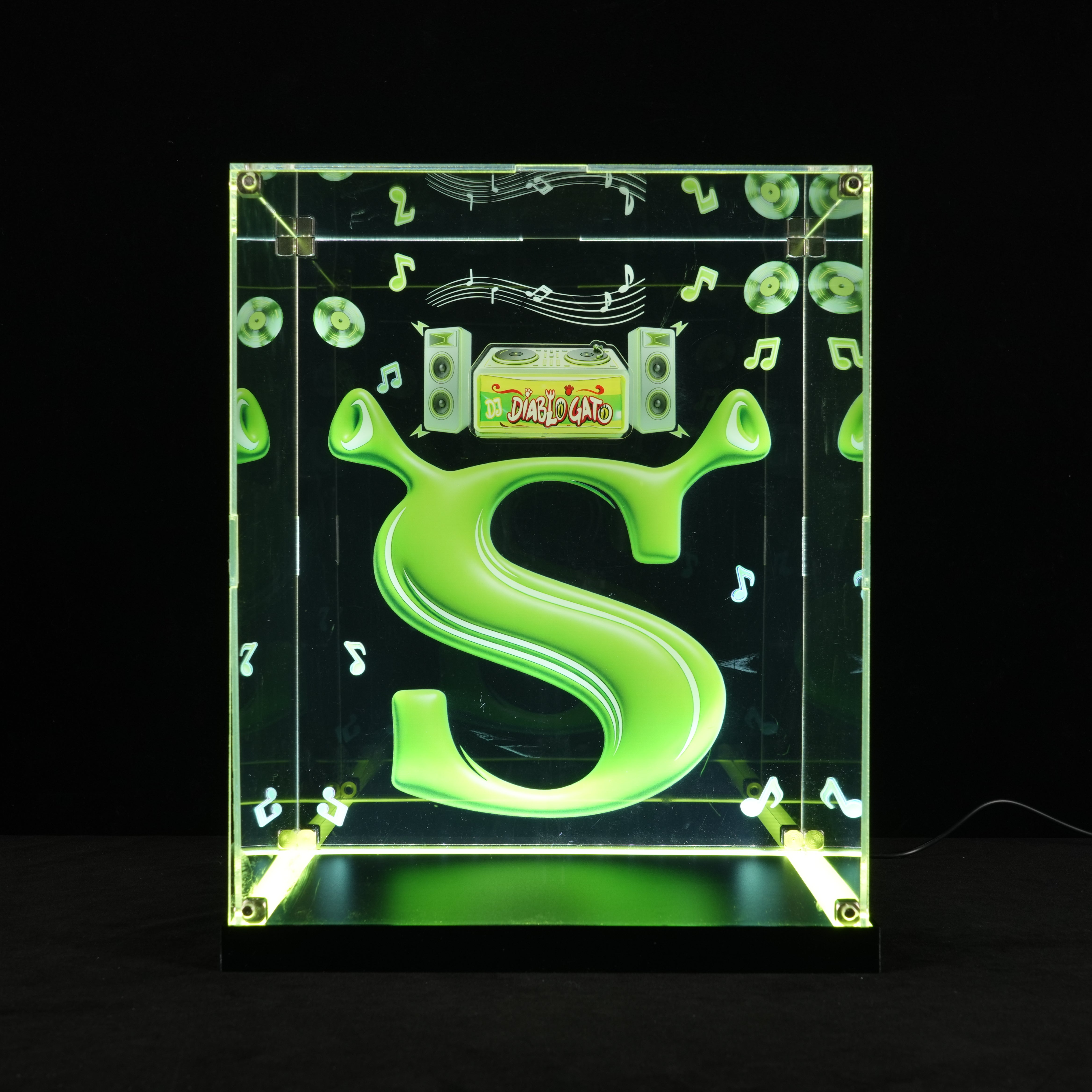 LED Light Acrylic Display Case for LEGO® 72423 Shrek, Donkey & Puss in Boots (LEGO® Set Not Included).