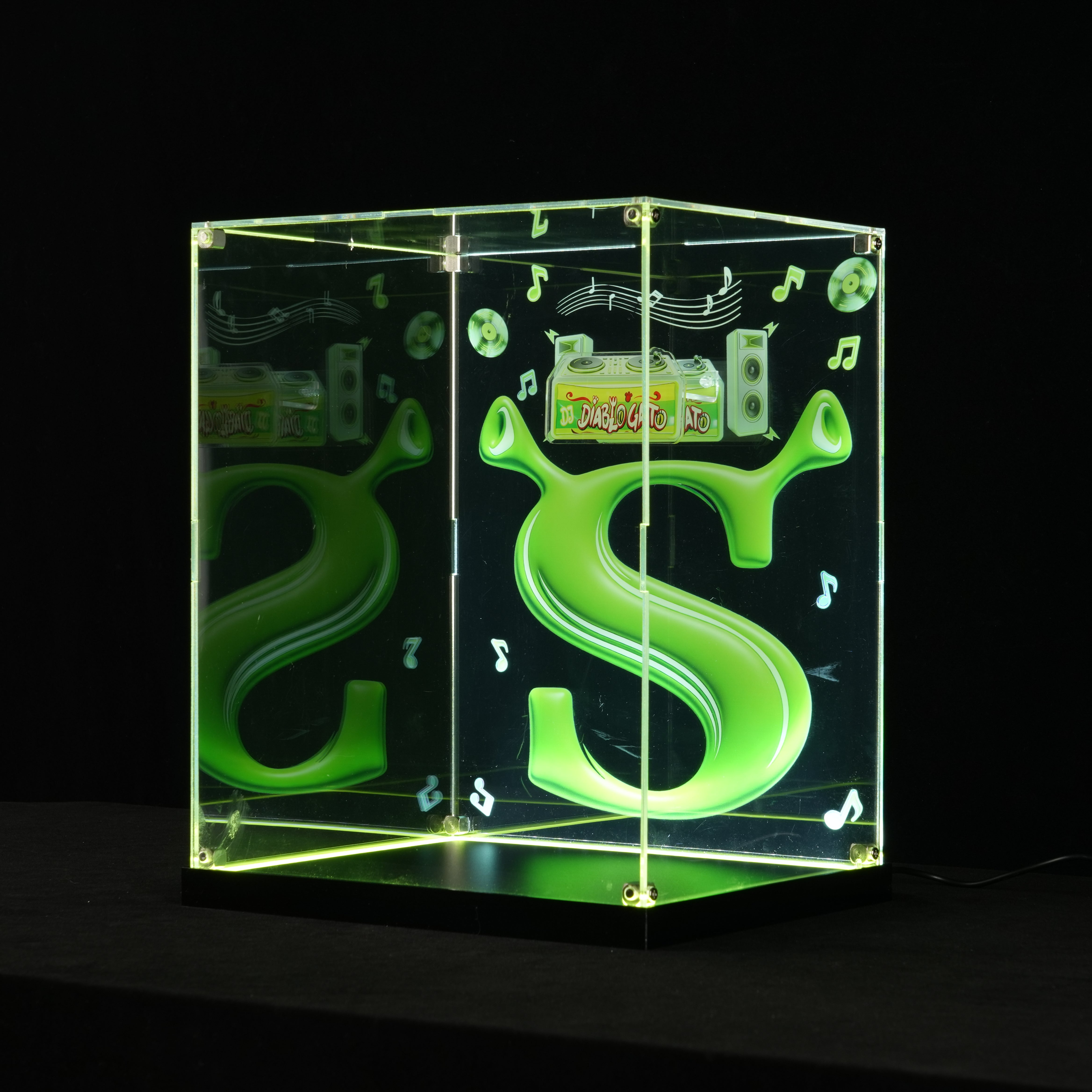 LED Light Acrylic Display Case for LEGO® 72423 Shrek, Donkey & Puss in Boots (LEGO® Set Not Included).